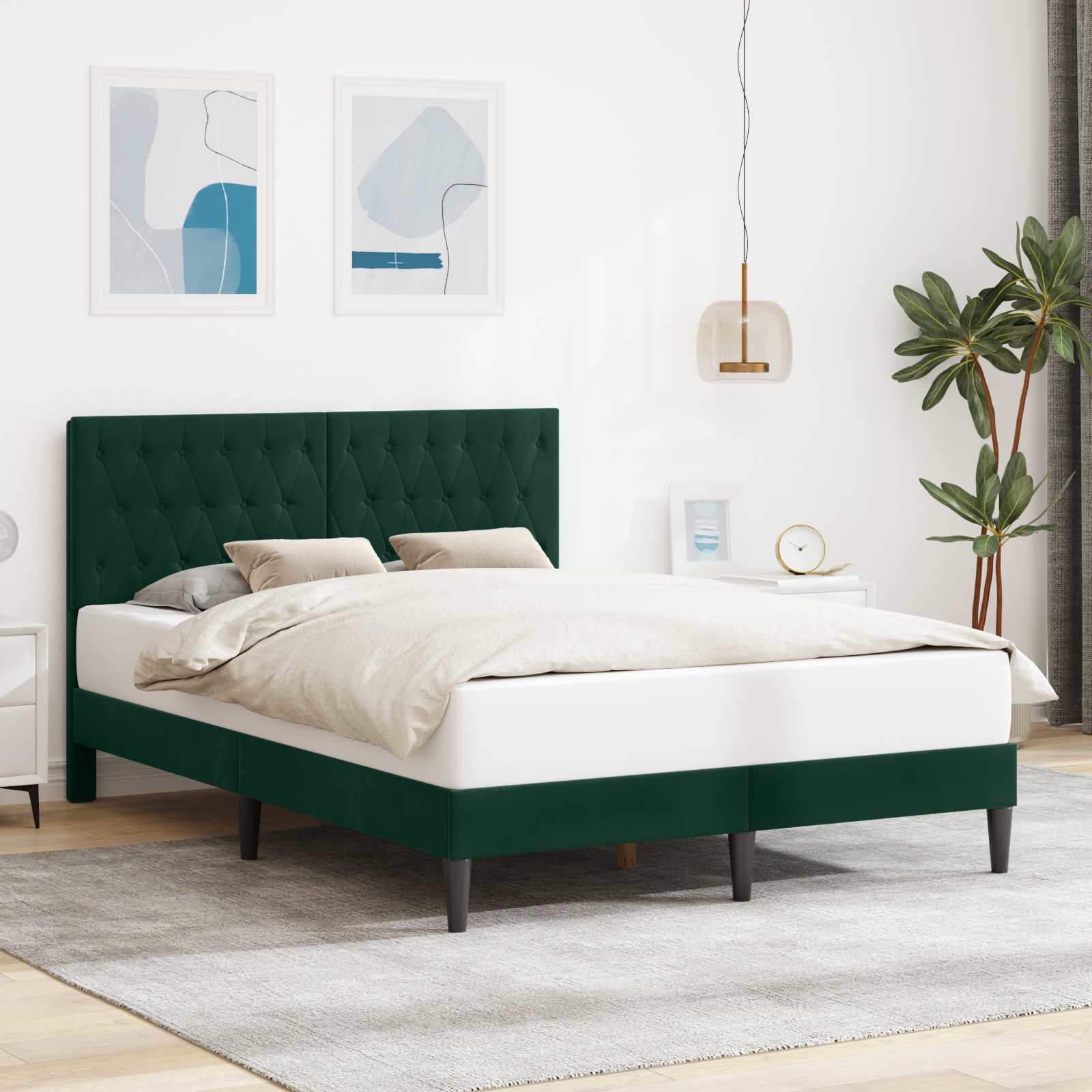 Estrutura de Cama com Cabeceira Azul 100 x 200 cm Veludo