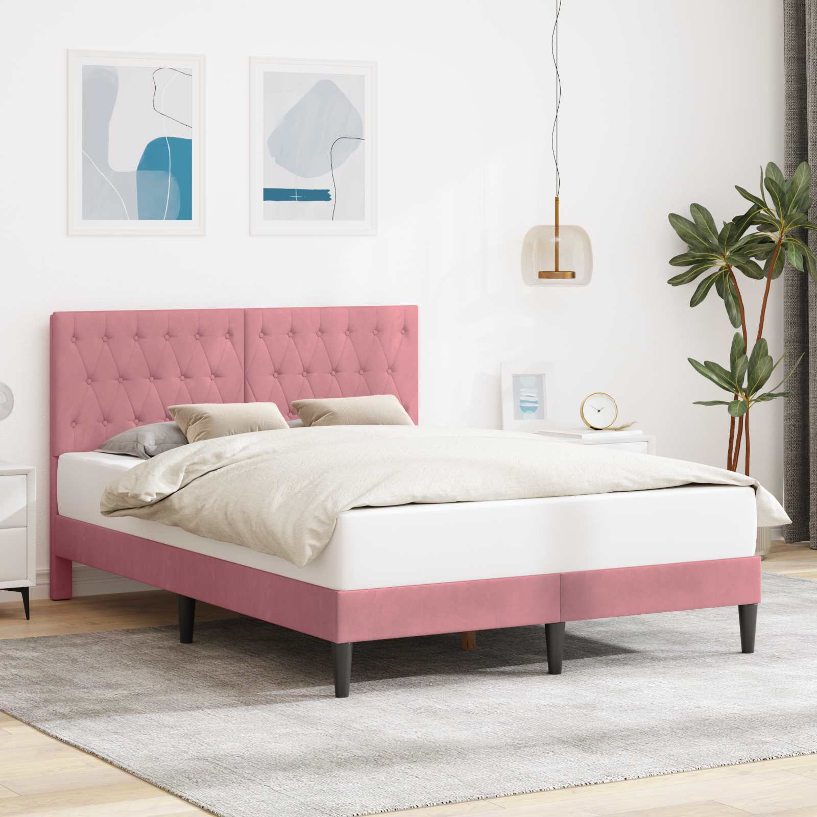 Estrutura de Cama com Cabeceira Azul 100 x 200 cm Veludo
