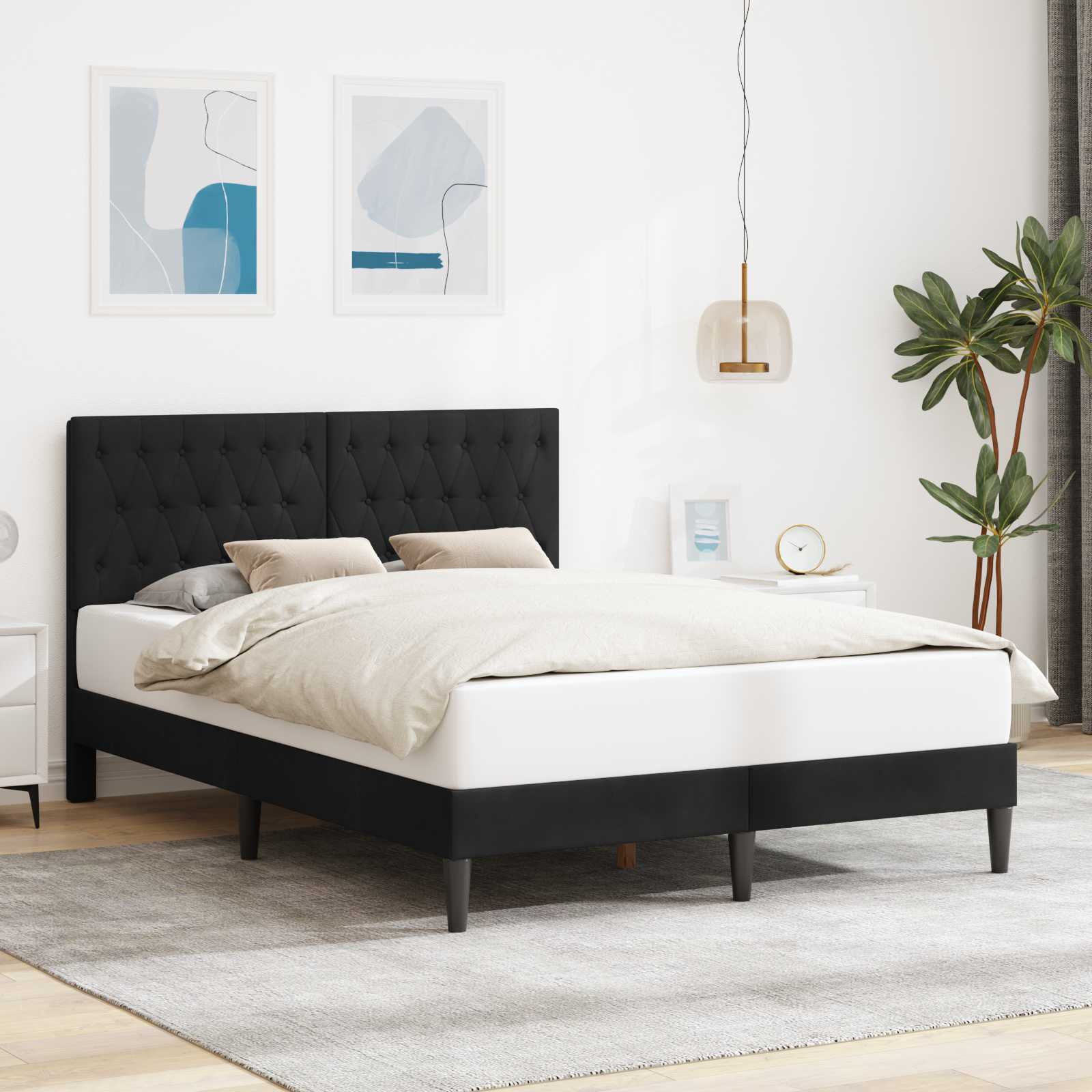 Estrutura de Cama com Cabeceira Azul 100 x 200 cm Veludo