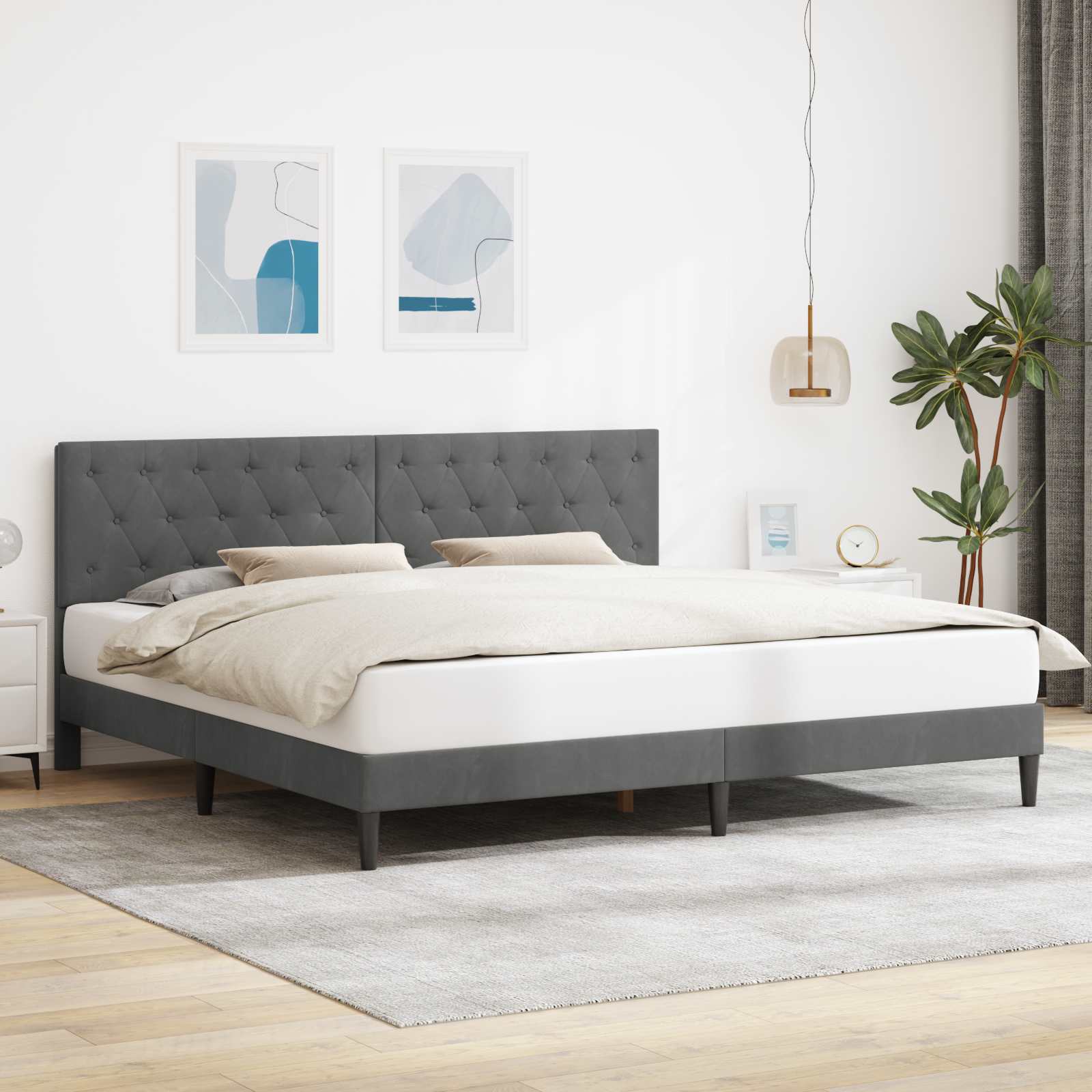 Estrutura de Cama com Cabeceira Azul 100 x 200 cm Veludo