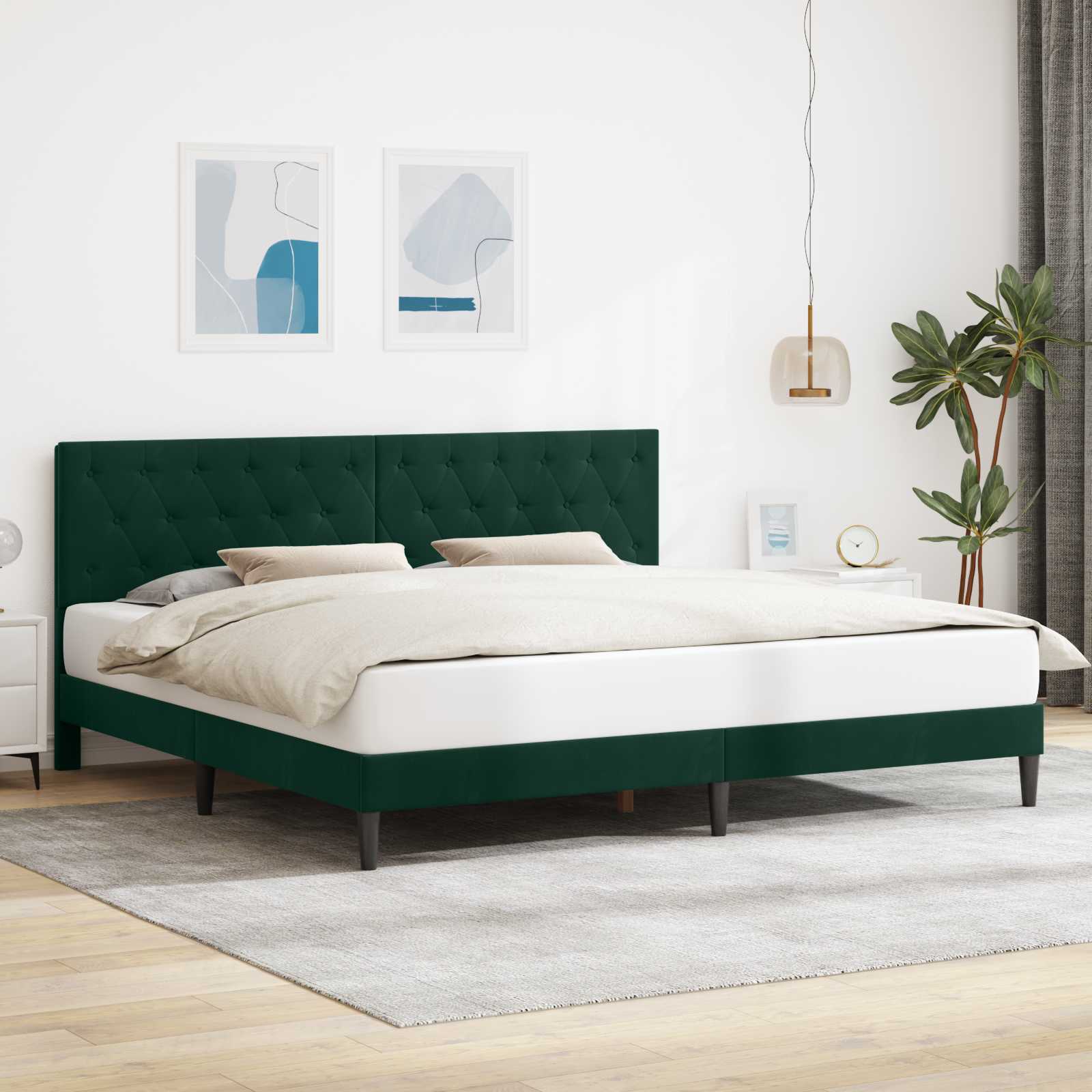 Estrutura de Cama com Cabeceira Azul 100 x 200 cm Veludo