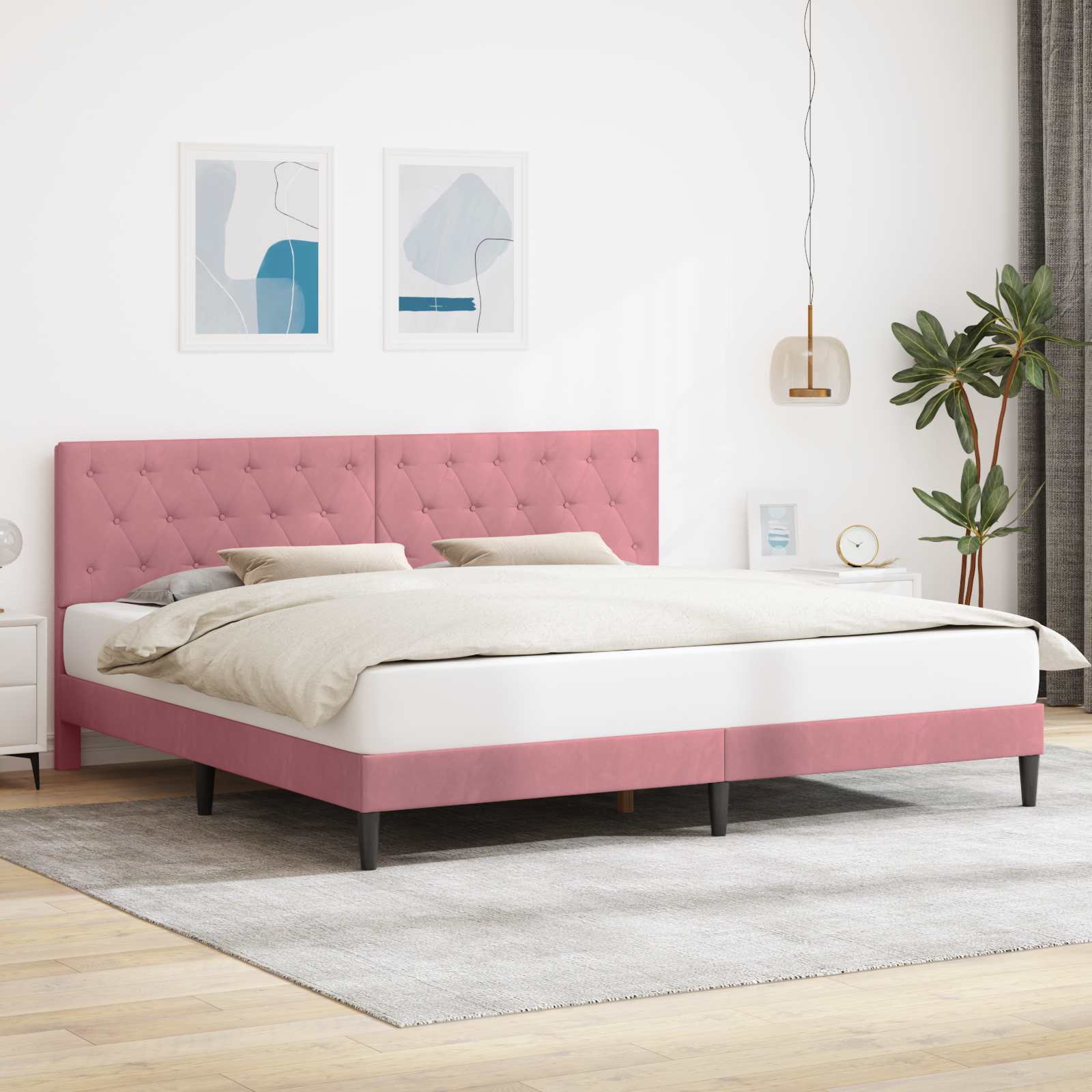Estrutura de Cama com Cabeceira Azul 100 x 200 cm Veludo