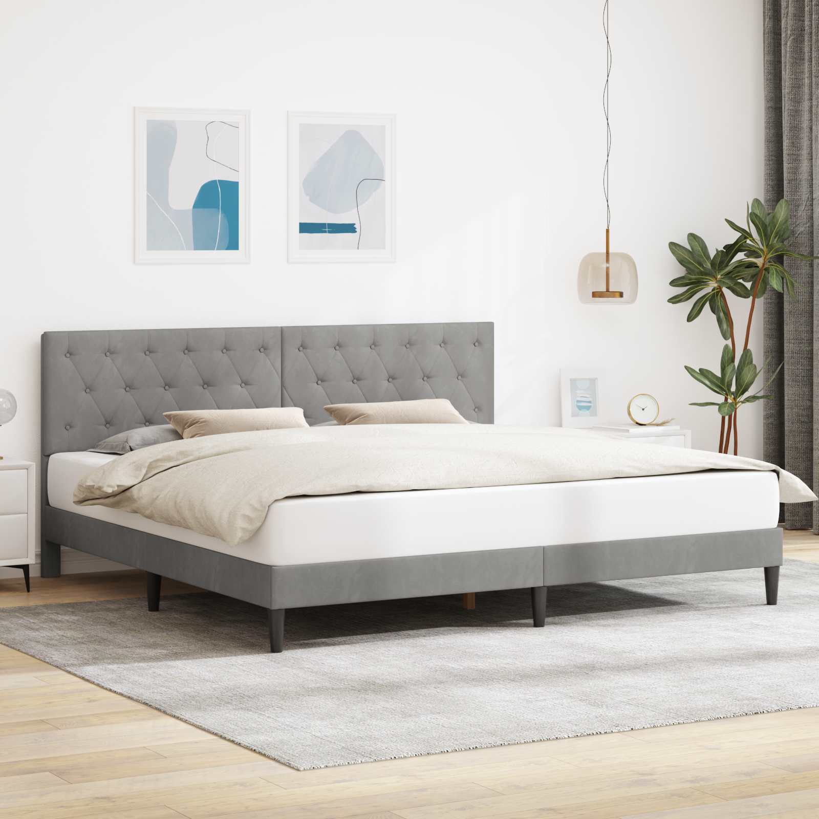 Estrutura de Cama com Cabeceira Azul 100 x 200 cm Veludo