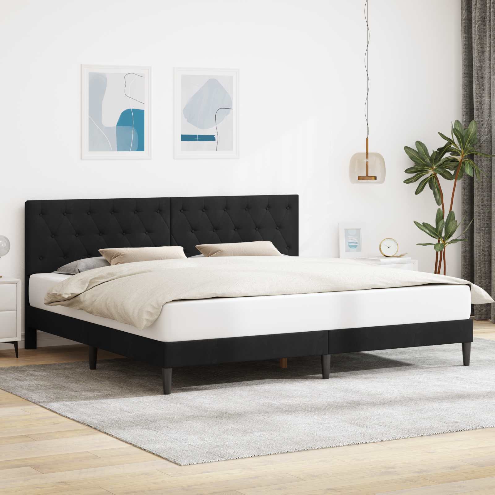 Estrutura de Cama com Cabeceira Azul 100 x 200 cm Veludo