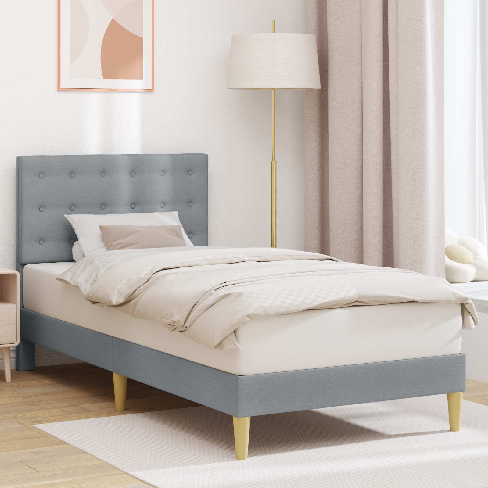 Kids' bed with headboard Jeans Blue 80 x 160 cm fabric