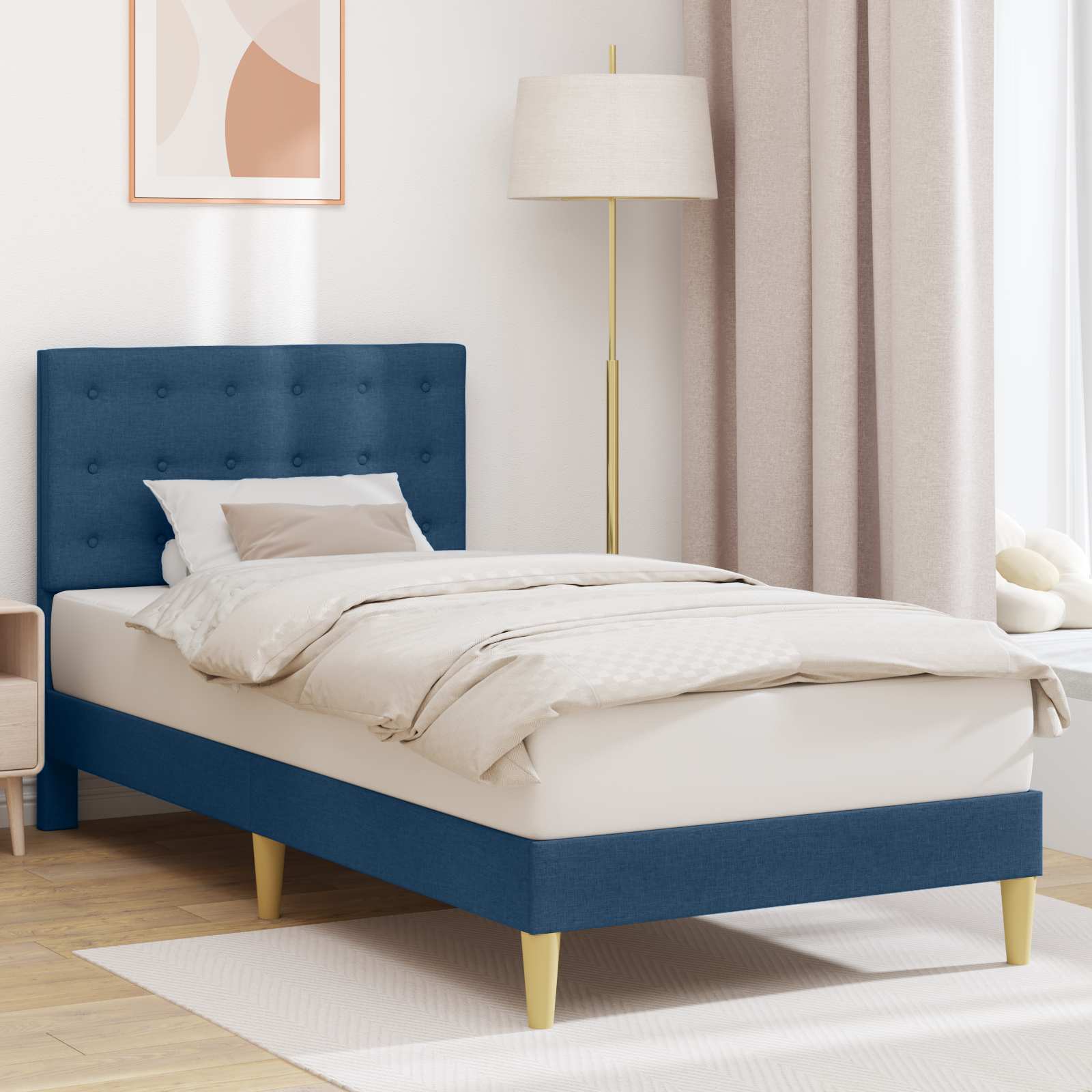 Kids' bed with headboard Jeans Blue 80 x 160 cm fabric