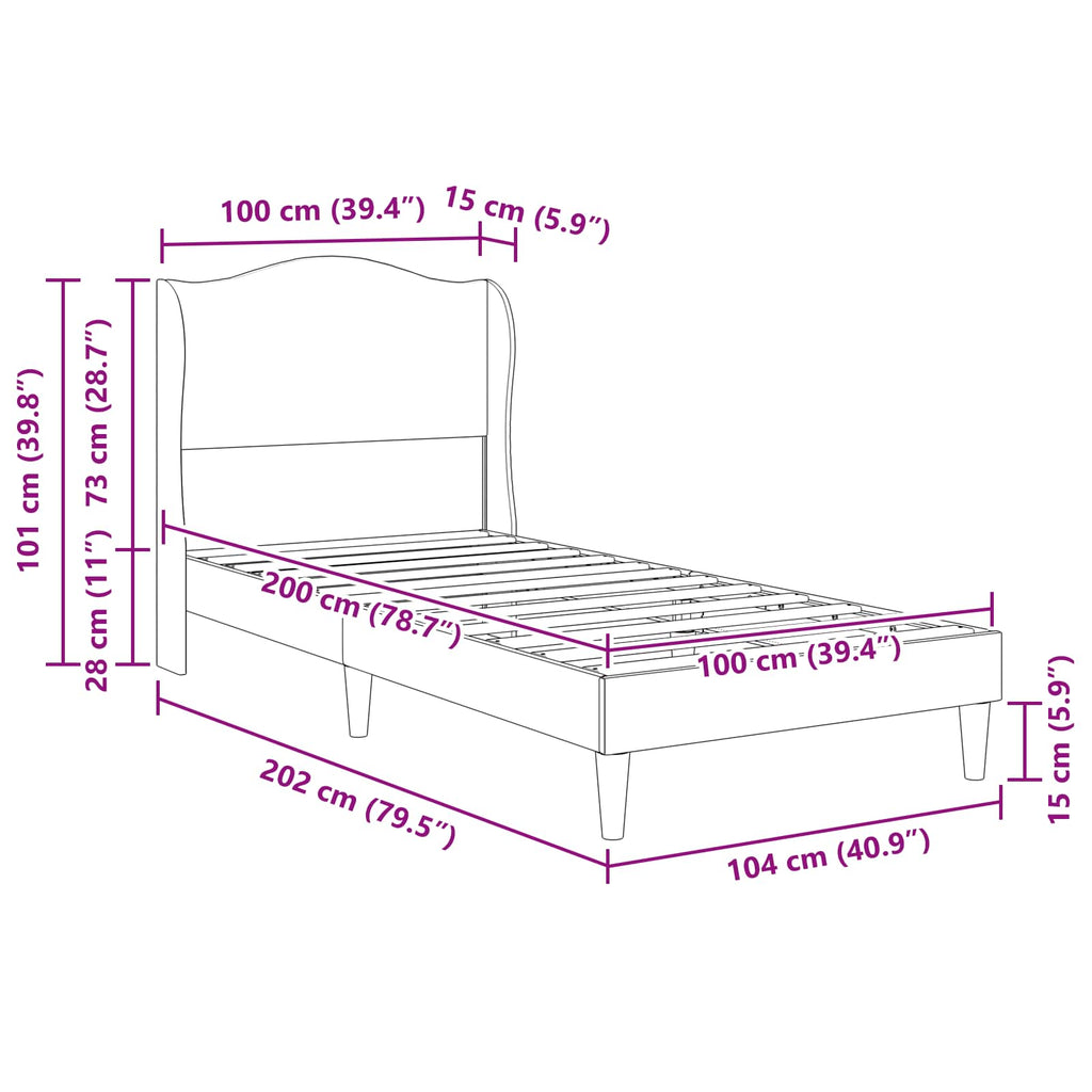 Estructura de cama Blanco 100 x 200 cm Cuero sintético