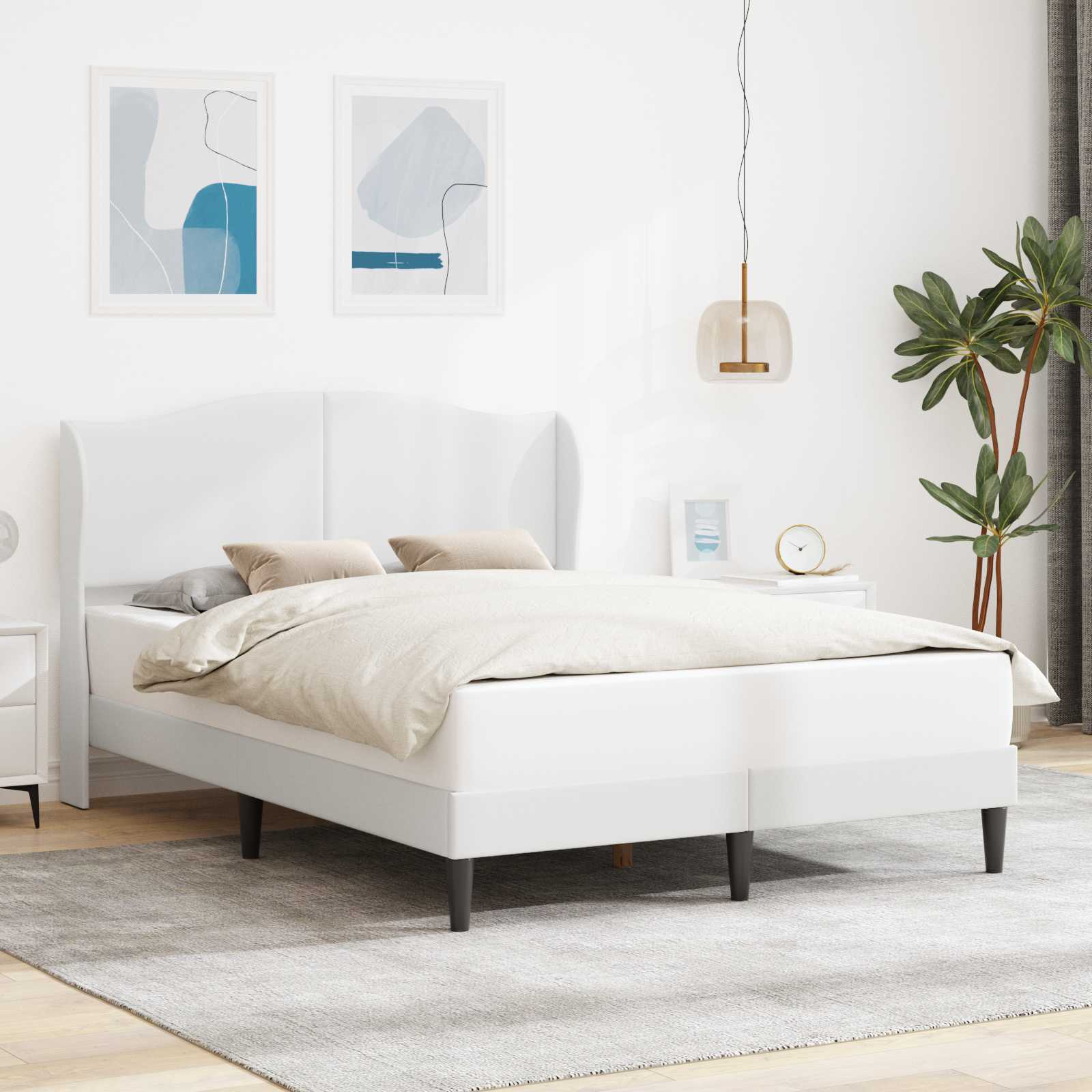 Estrutura de cama Branco 100 x 200 cm Couro sintético