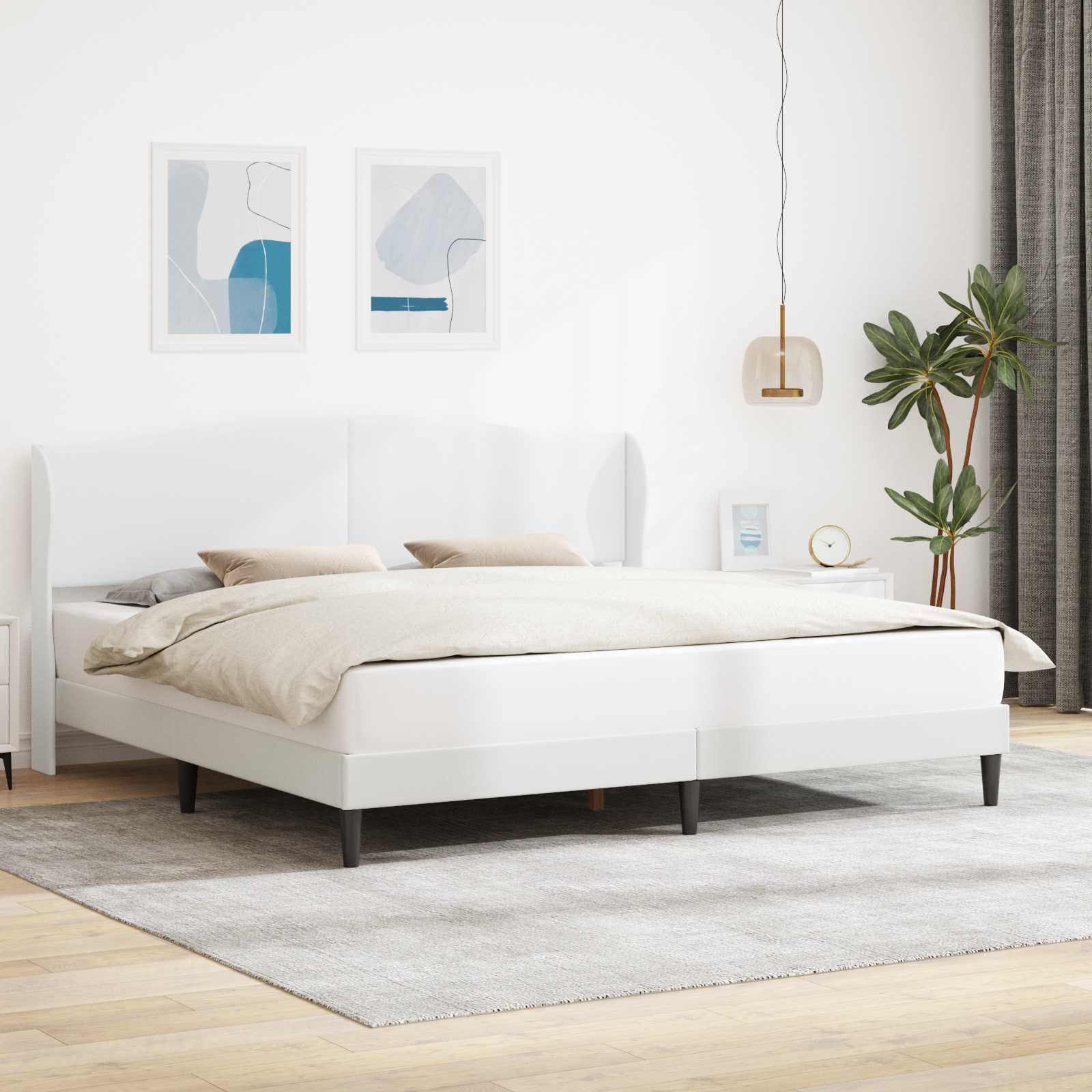 Estrutura de cama Branco 100 x 200 cm Couro sintético