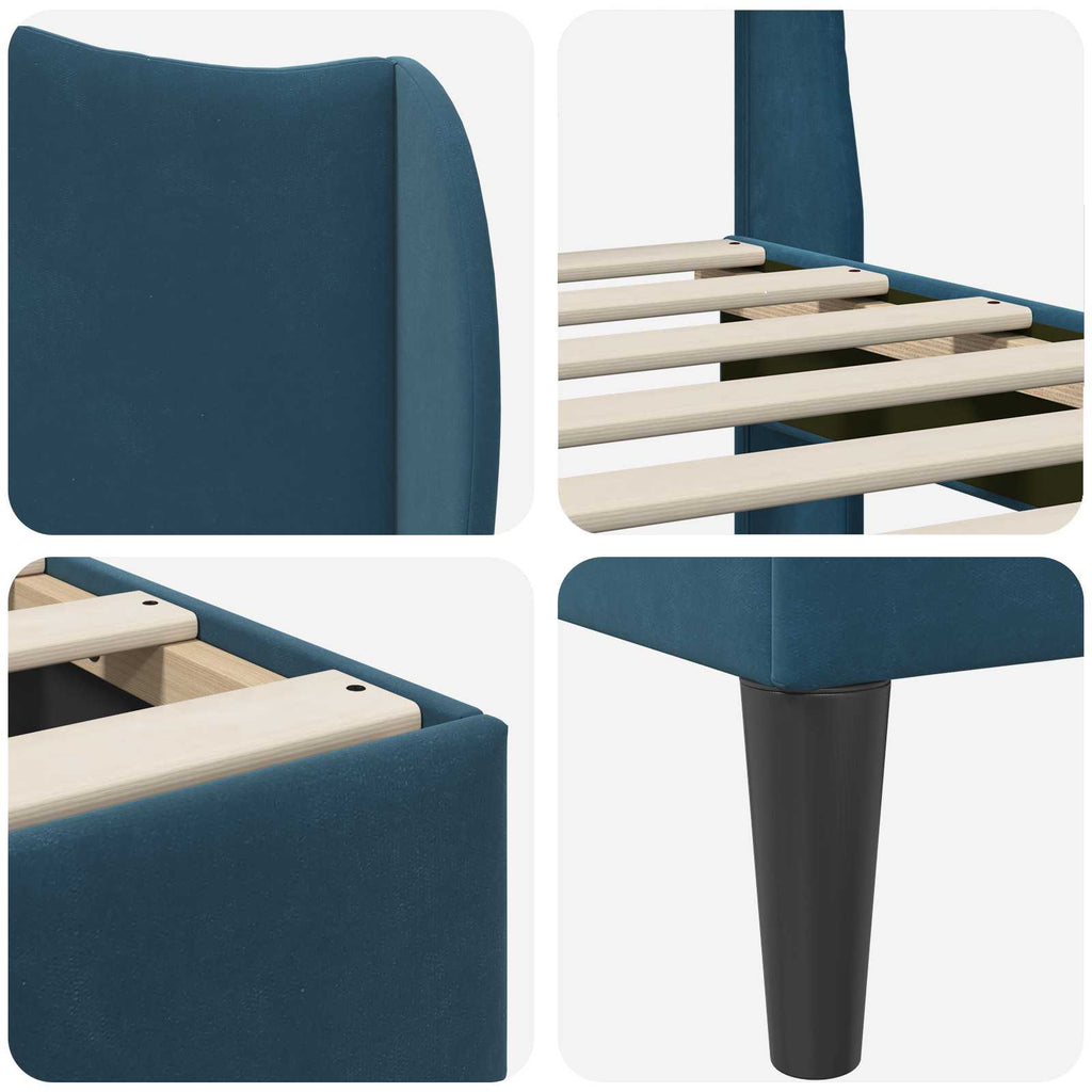 Estructura de cama con cabecera Azul 100 x 200 cm Terciopelo