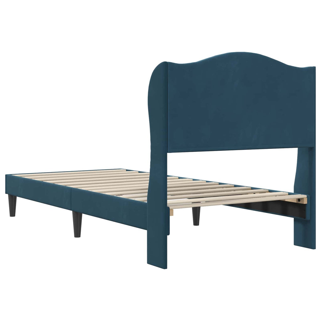 Estructura de cama con cabecera Azul 100 x 200 cm Terciopelo