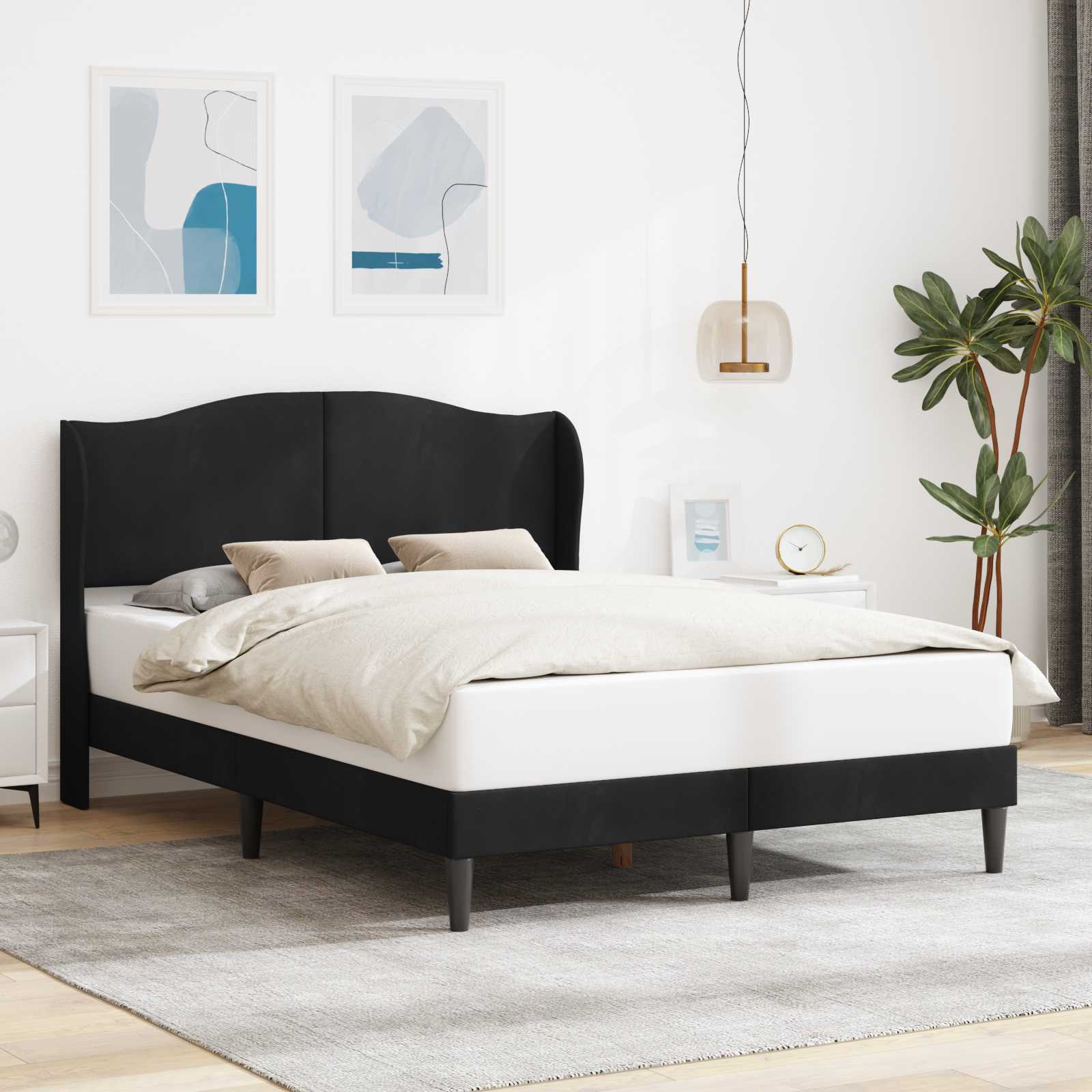 Estrutura de cama com cabeceira Azul 100 x 200 cm Veludo