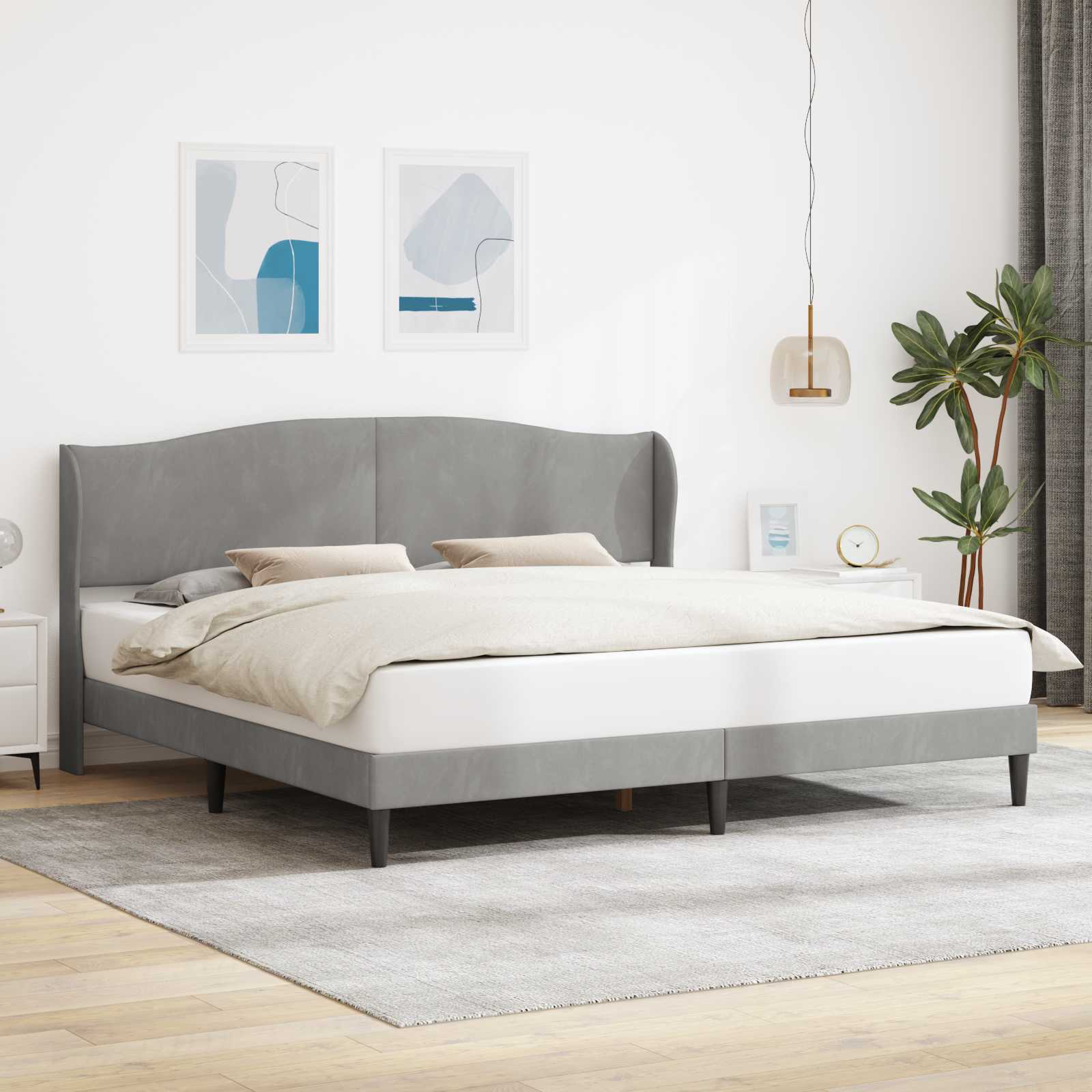 Estrutura de cama com cabeceira Azul 100 x 200 cm Veludo
