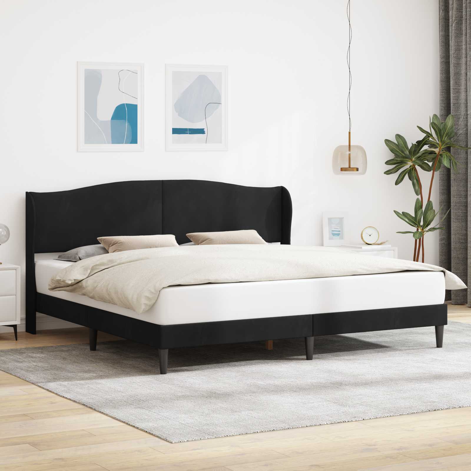 Estrutura de cama com cabeceira Azul 100 x 200 cm Veludo