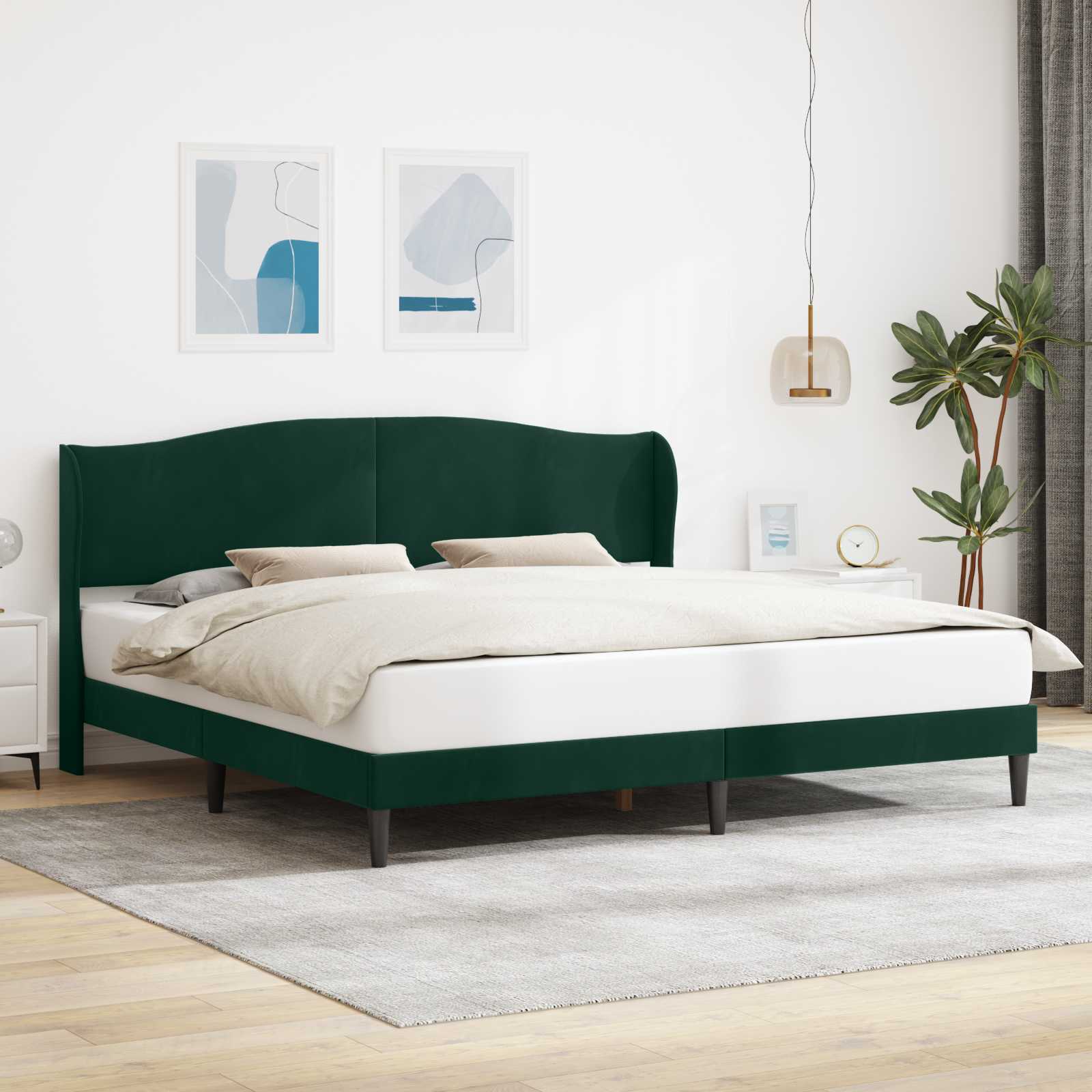 Estrutura de cama com cabeceira Azul 100 x 200 cm Veludo