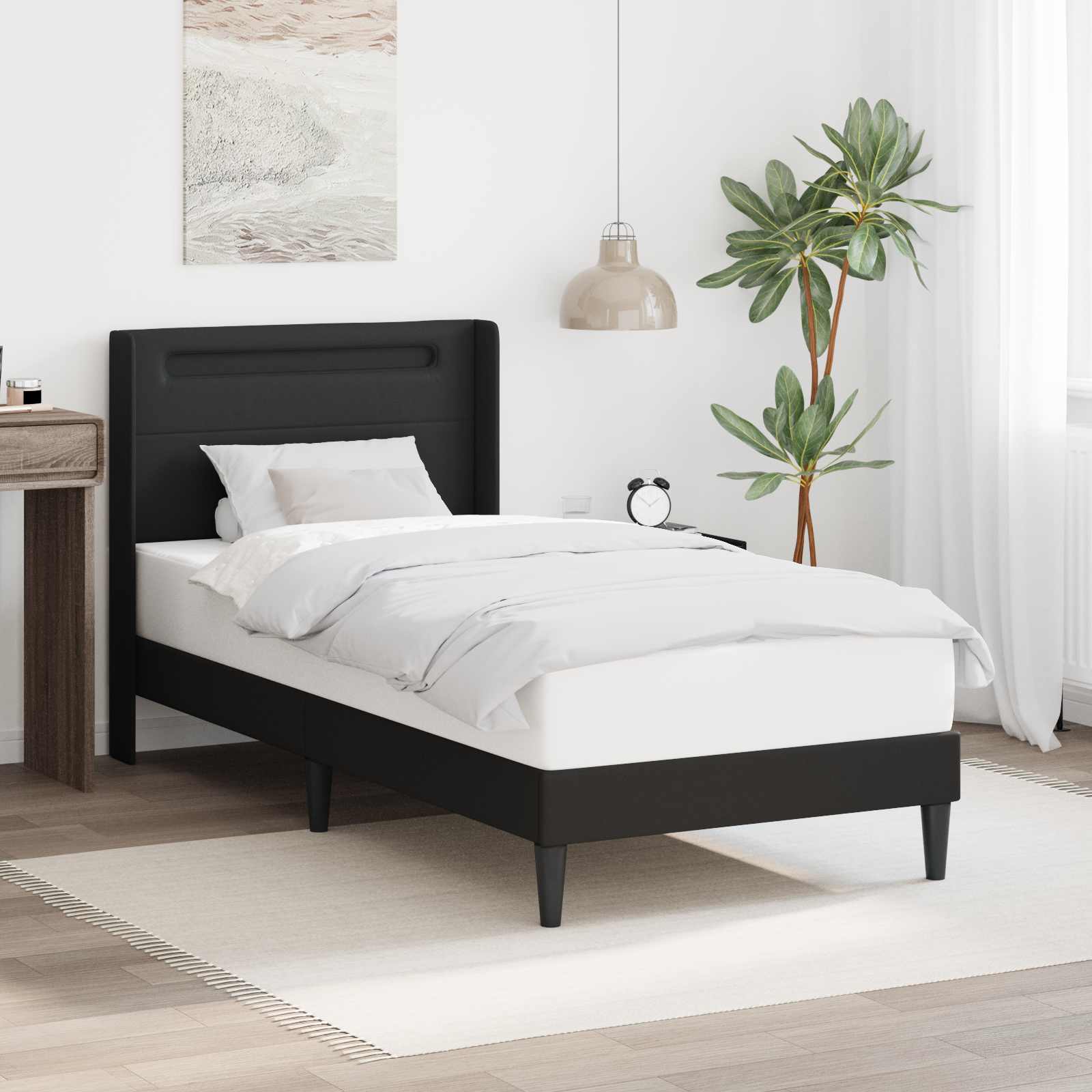 Estrutura de cama Branco 100 x 200 cm Couro sintético