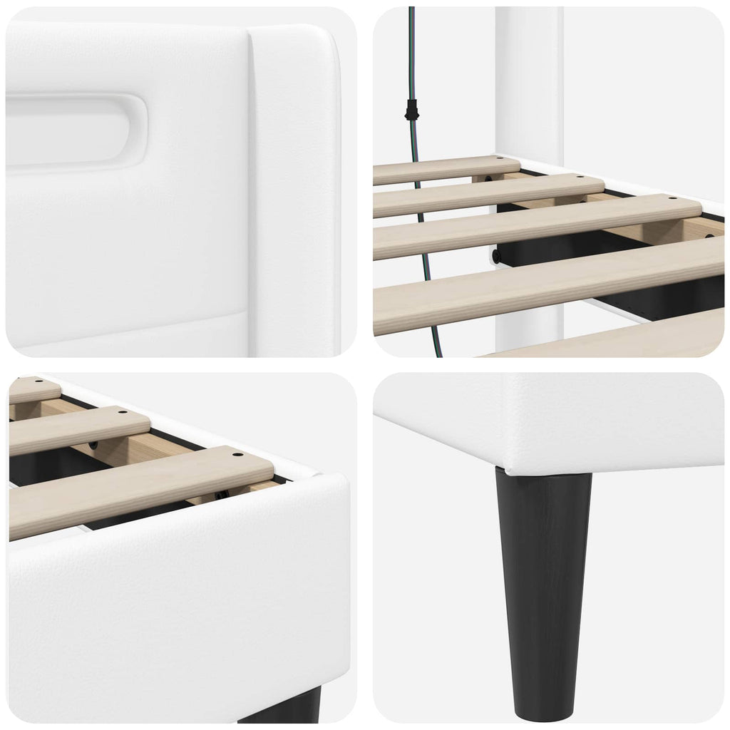 Estructura de cama Blanco 100 x 200 cm Cuero sintético