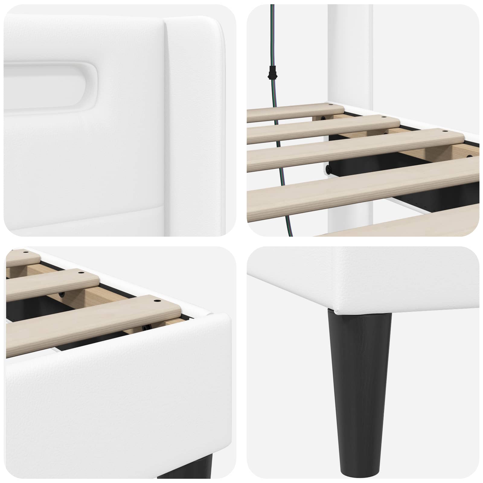 Estructura de cama Blanco 100 x 200 cm Cuero sintético