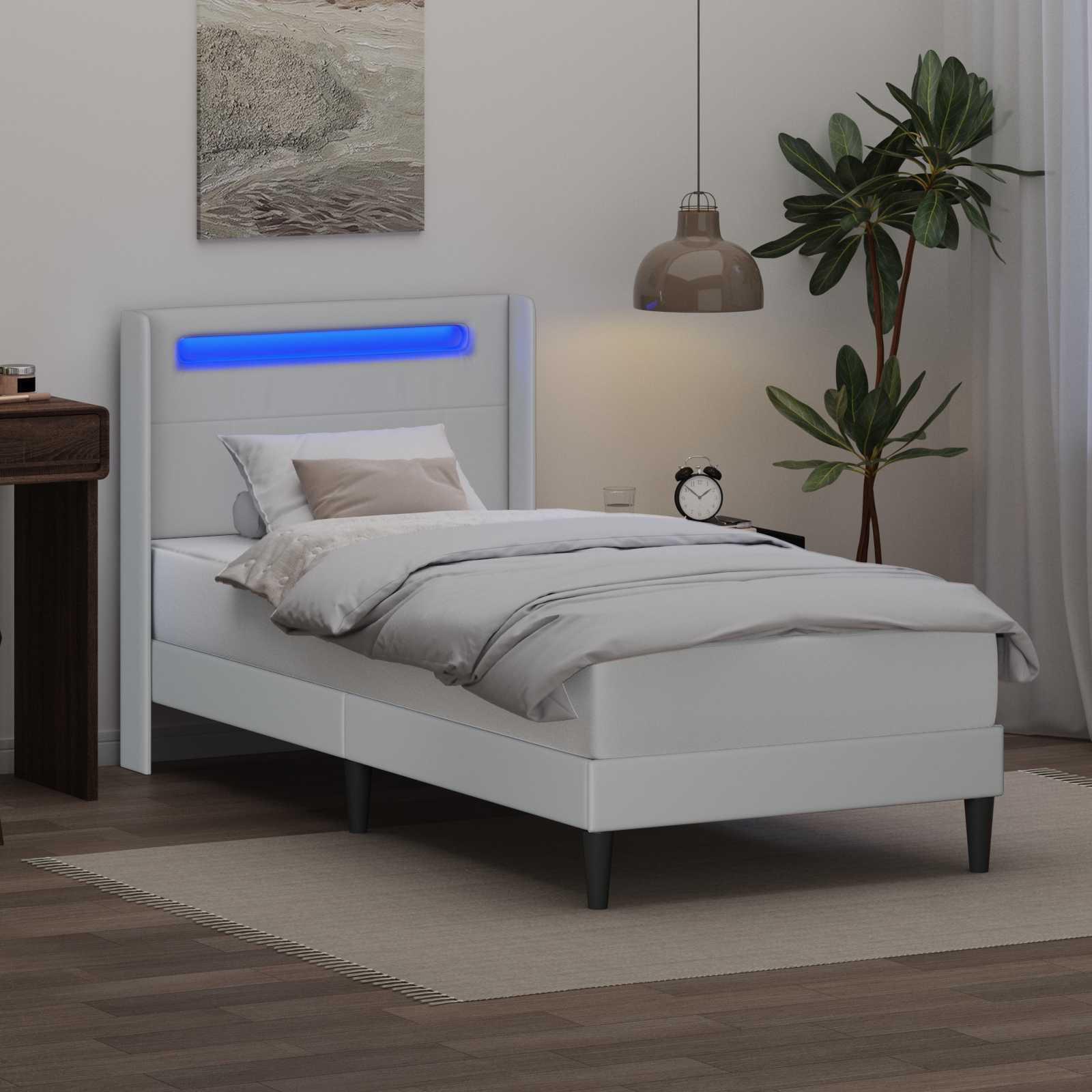 Estructura de cama Blanco 100 x 200 cm Cuero sintético