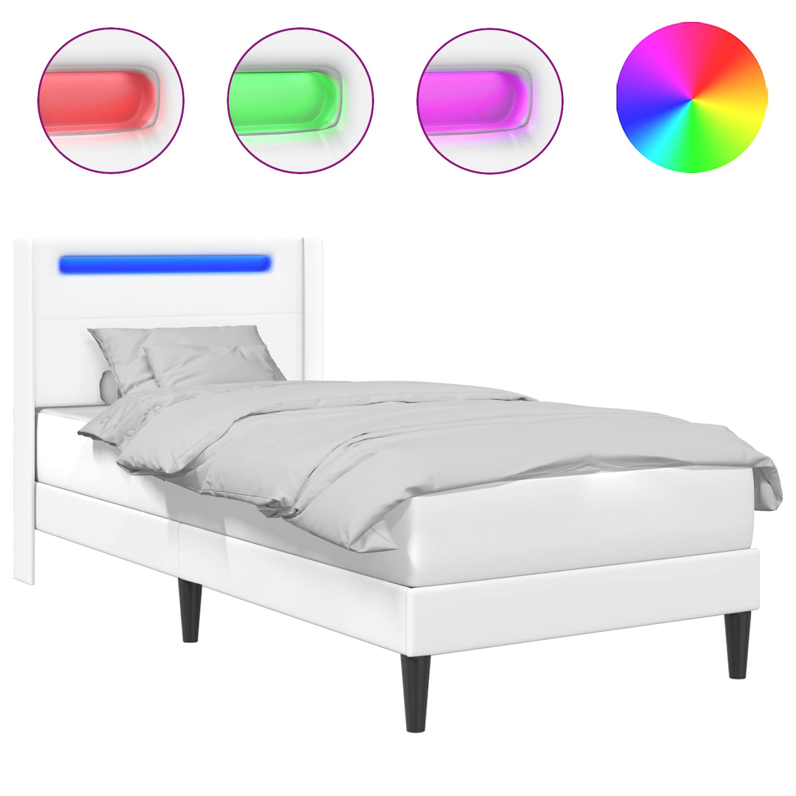 Estructura de cama Blanco 100 x 200 cm Cuero sintético
