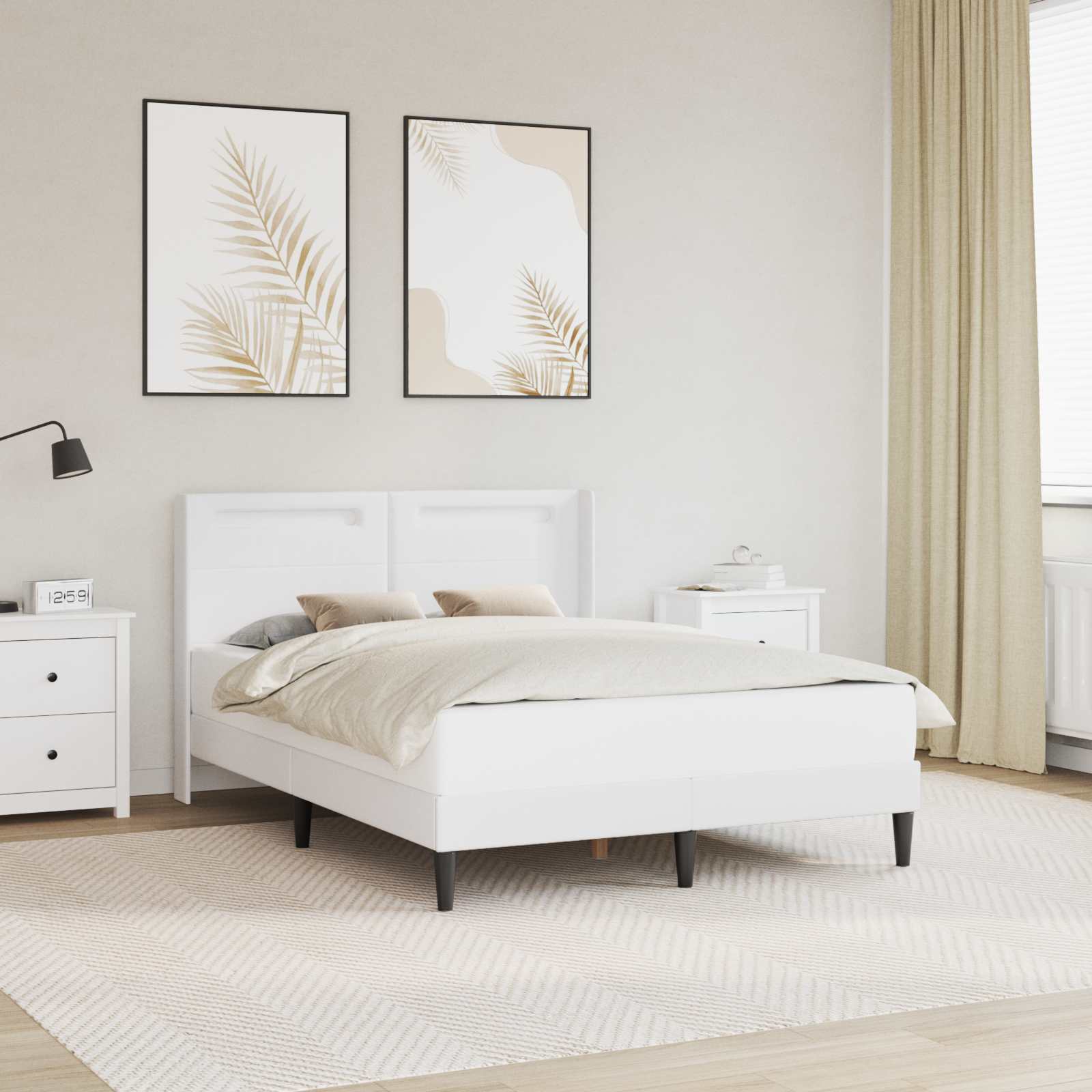 Estrutura de cama Branco 100 x 200 cm Couro sintético