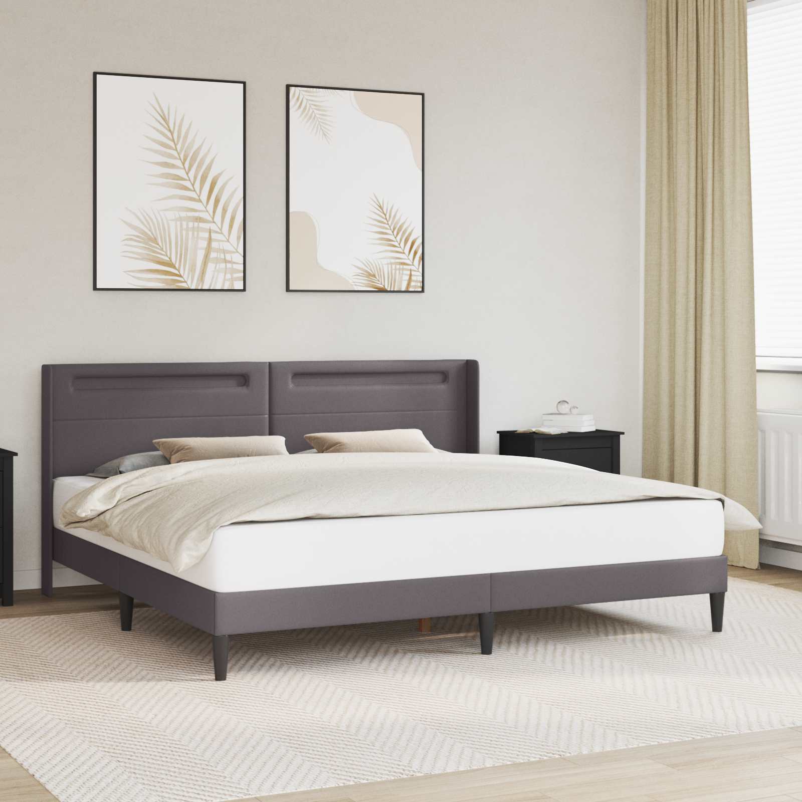 Estrutura de cama Branco 100 x 200 cm Couro sintético