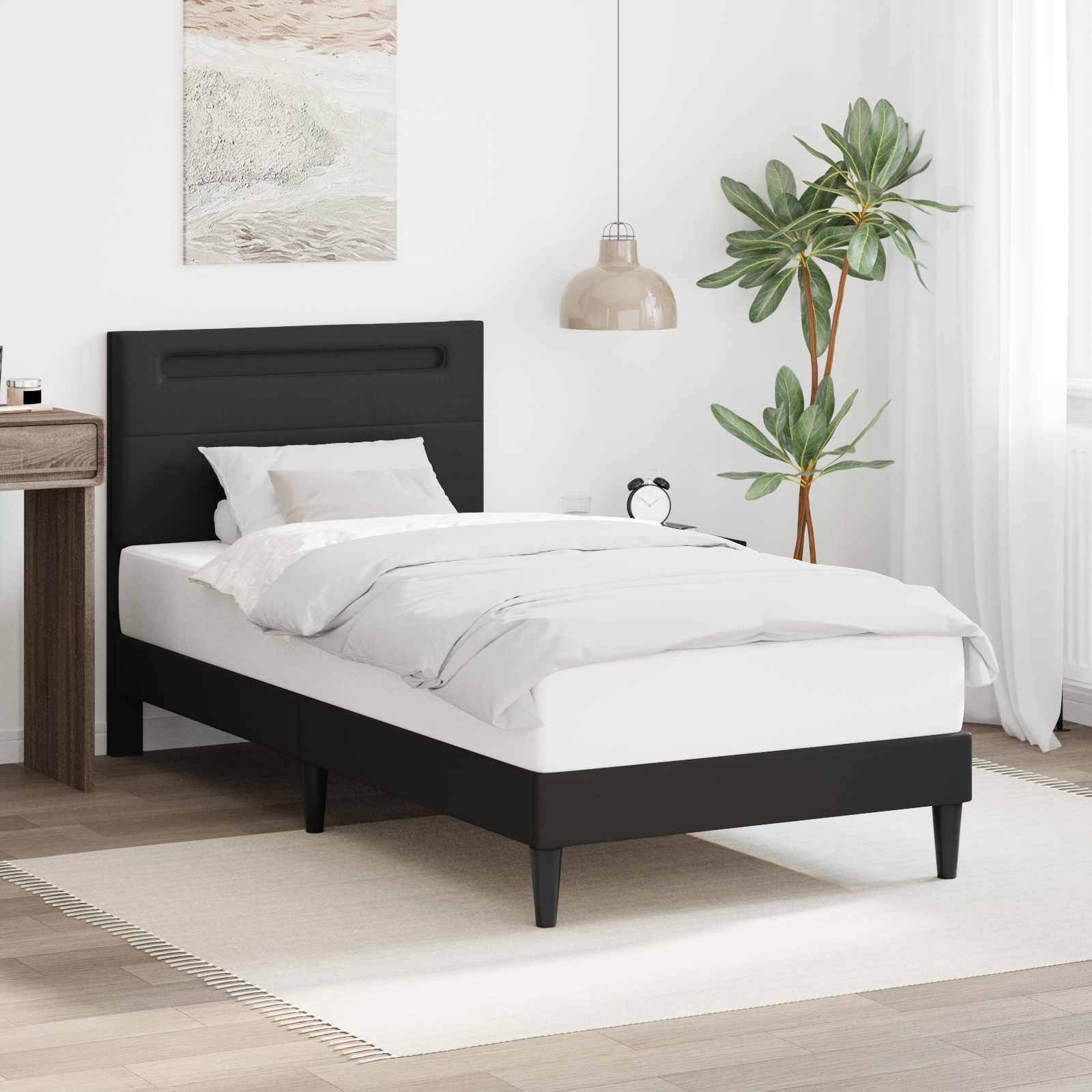 Estrutura de cama Branco 100 x 200 cm Couro sintético