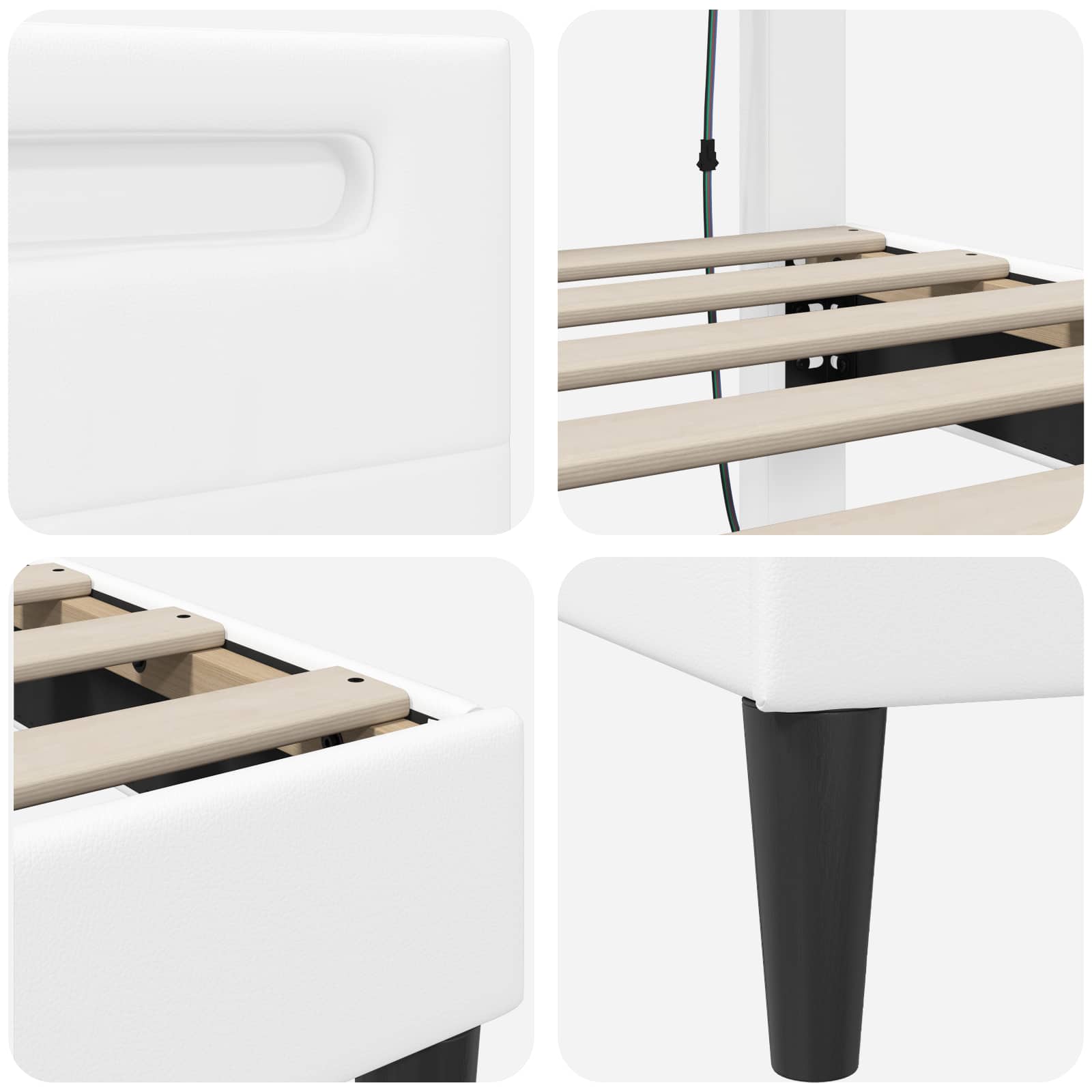 Estructura de cama Blanco 100 x 200 cm Cuero sintético