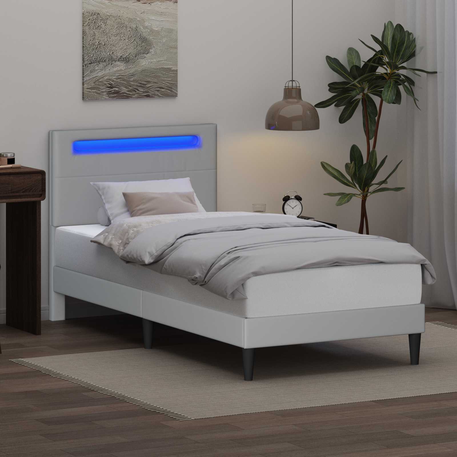 Estructura de cama Blanco 100 x 200 cm Cuero sintético