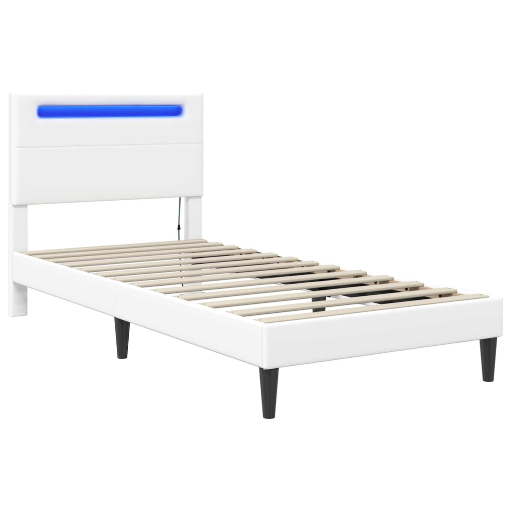 Estructura de cama Blanco 100 x 200 cm Cuero sintético