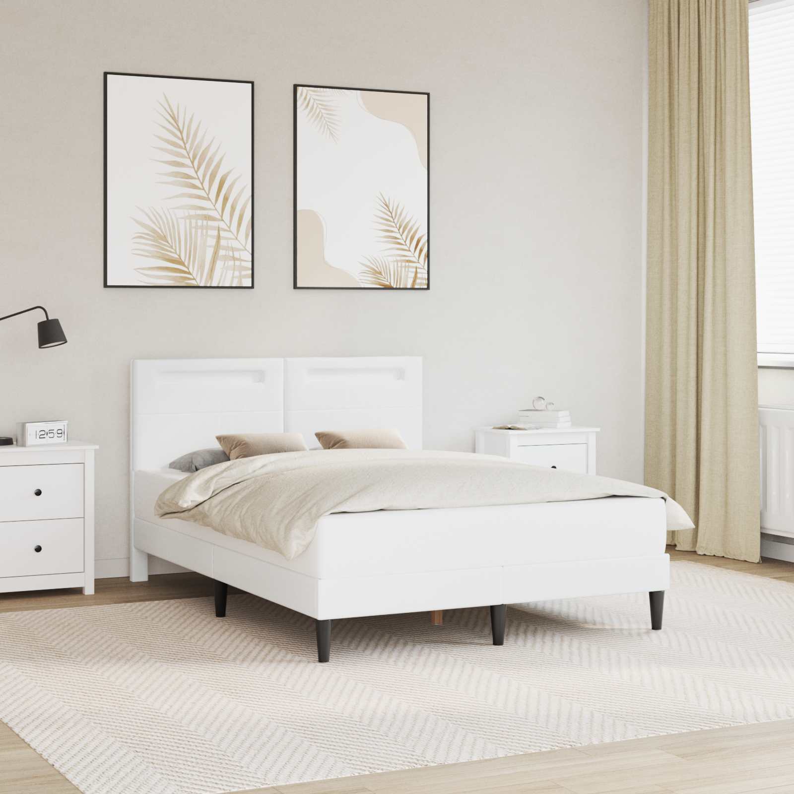 Estrutura de cama Branco 100 x 200 cm Couro sintético