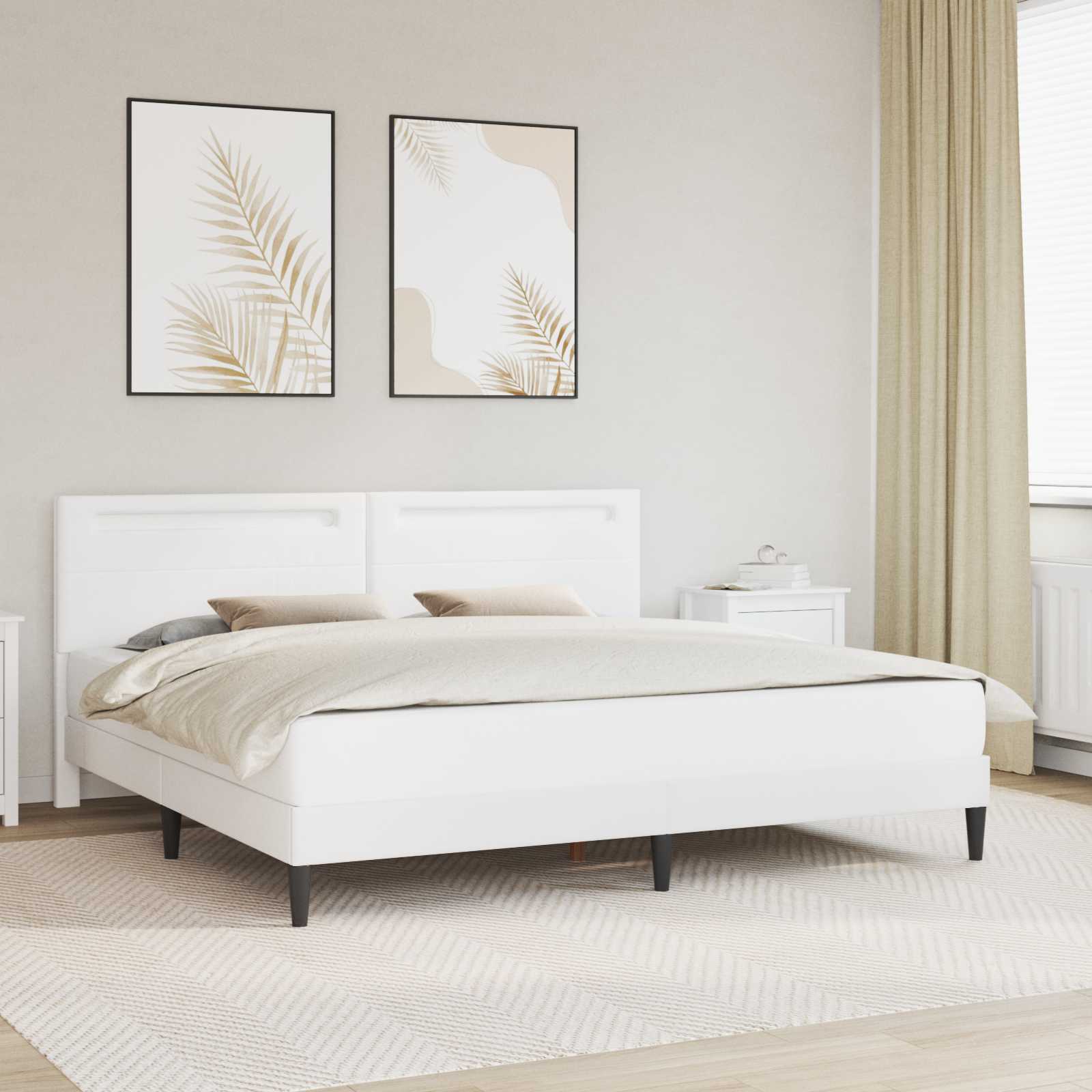 Estrutura de cama Branco 100 x 200 cm Couro sintético