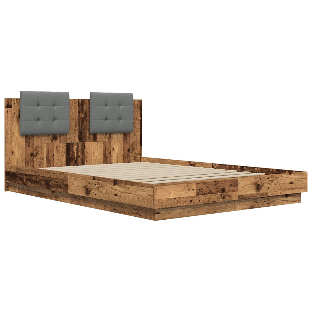 Estructura de cama con cabecero Madera envejecida 120 x 200 cm