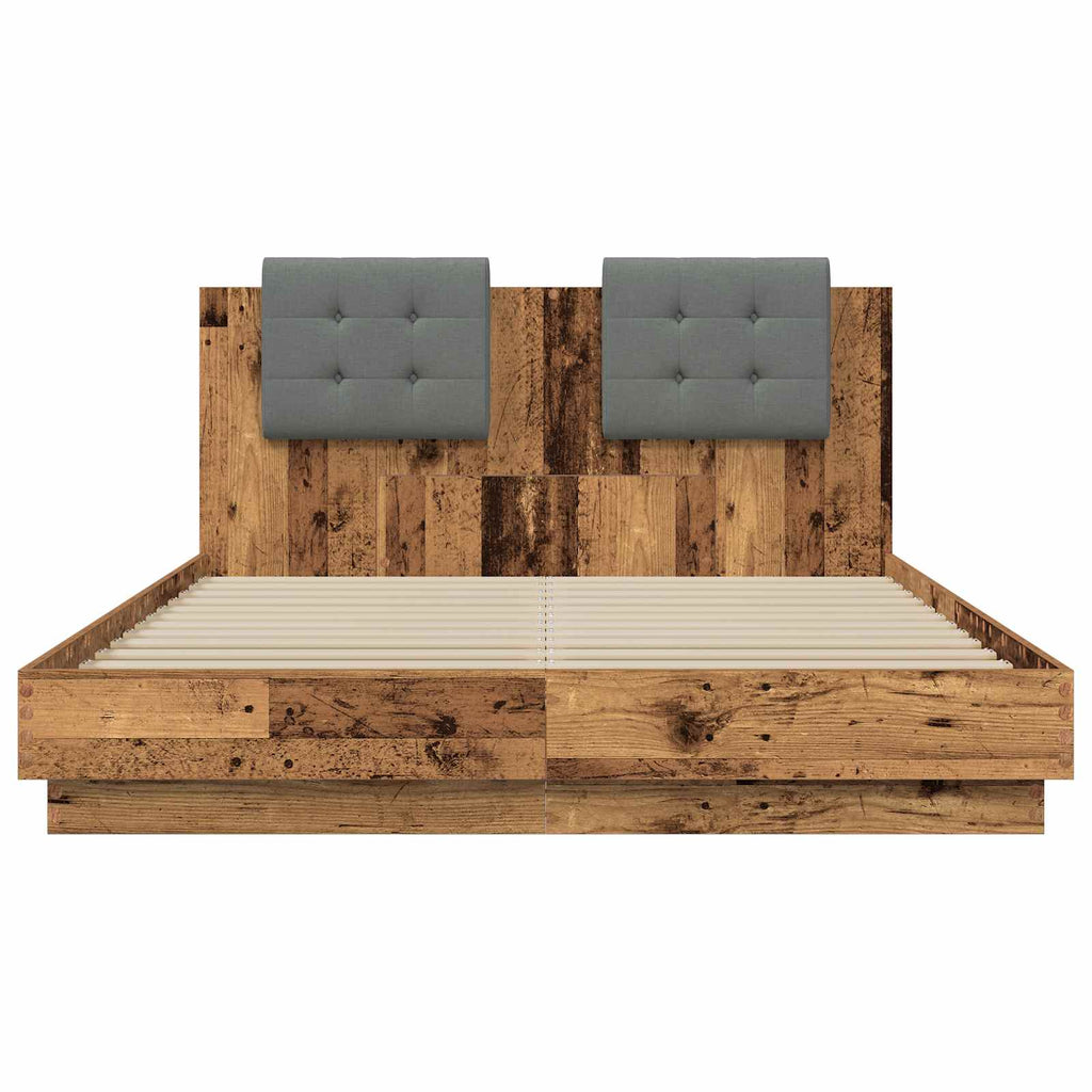 Estructura de cama con cabecero Madera envejecida 120 x 200 cm