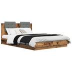 Estructura de cama con cabecero Madera envejecida 120 x 200 cm