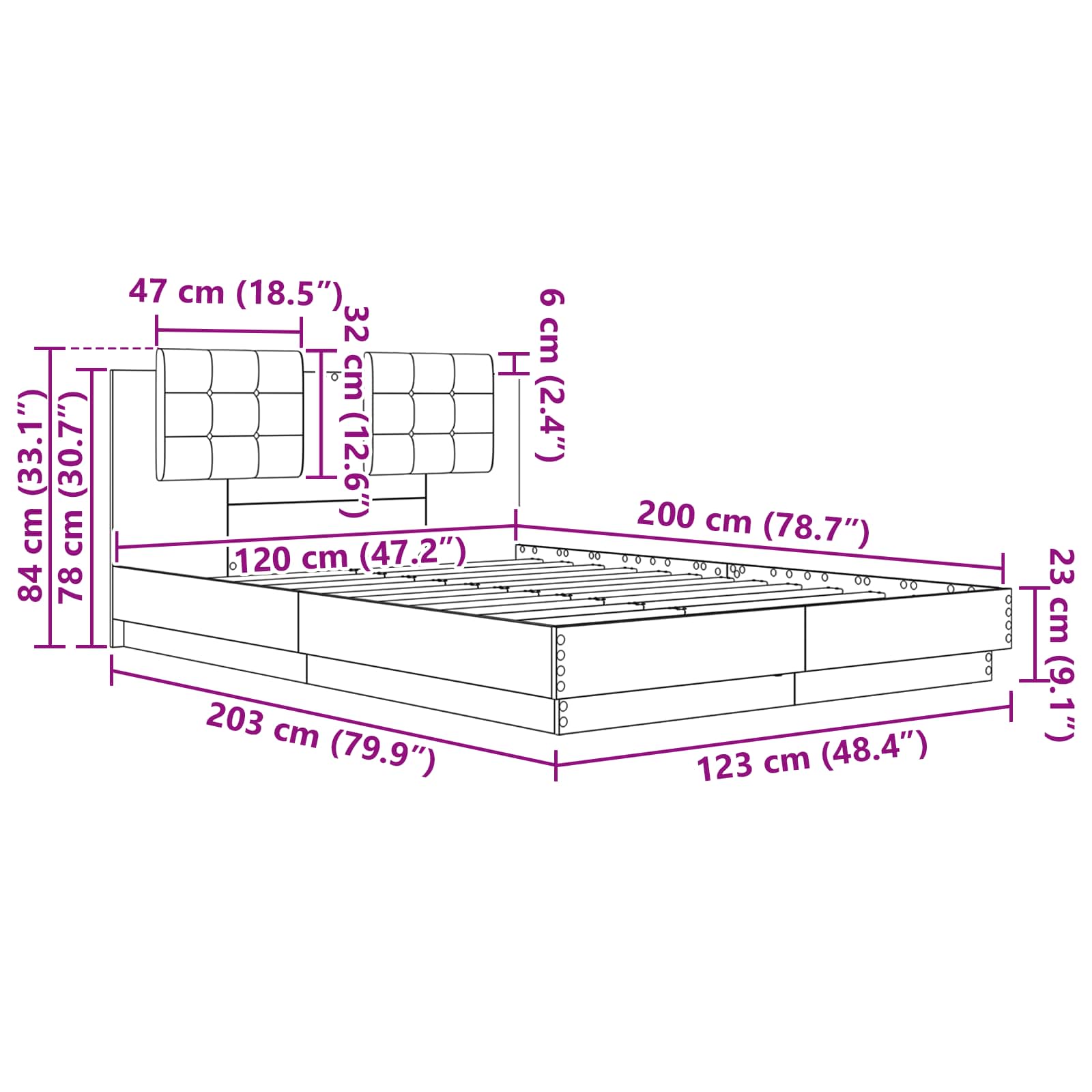Estructura de cama con cabecero Madera envejecida 120 x 200 cm