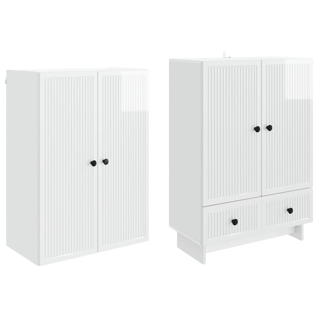 Juego de armarios 2 pcs Blanco Brillante 66 x 34,5 x 95 cm