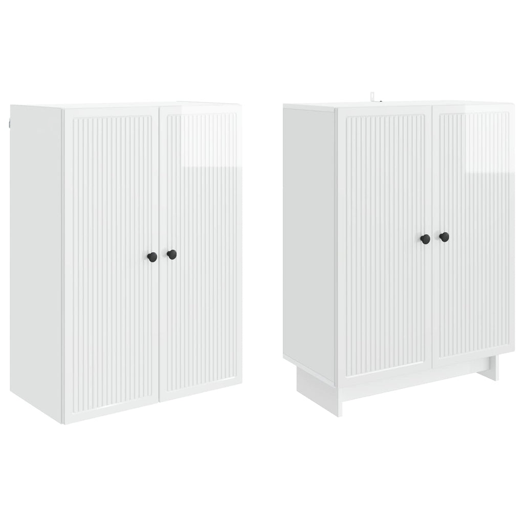 Juego de armarios 2 pcs Blanco Brillante 66 x 34,5 x 90 cm