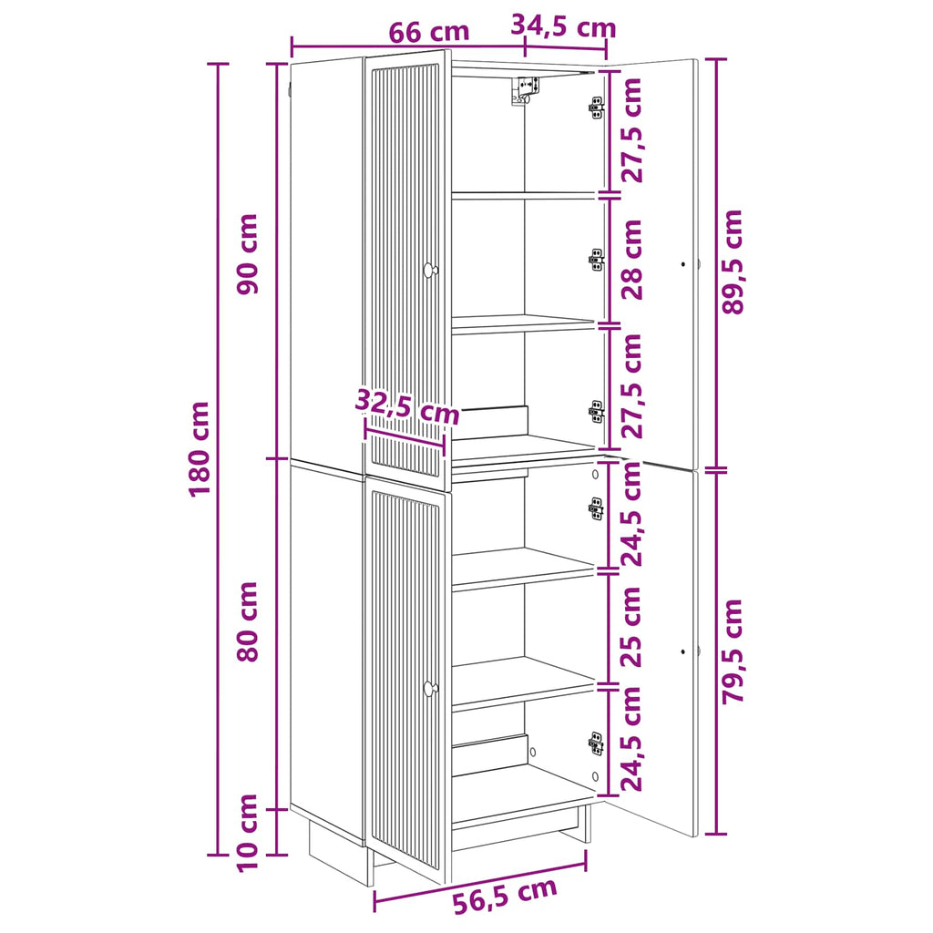 Juego de armarios 2 pcs Blanco Brillante 66 x 34,5 x 90 cm
