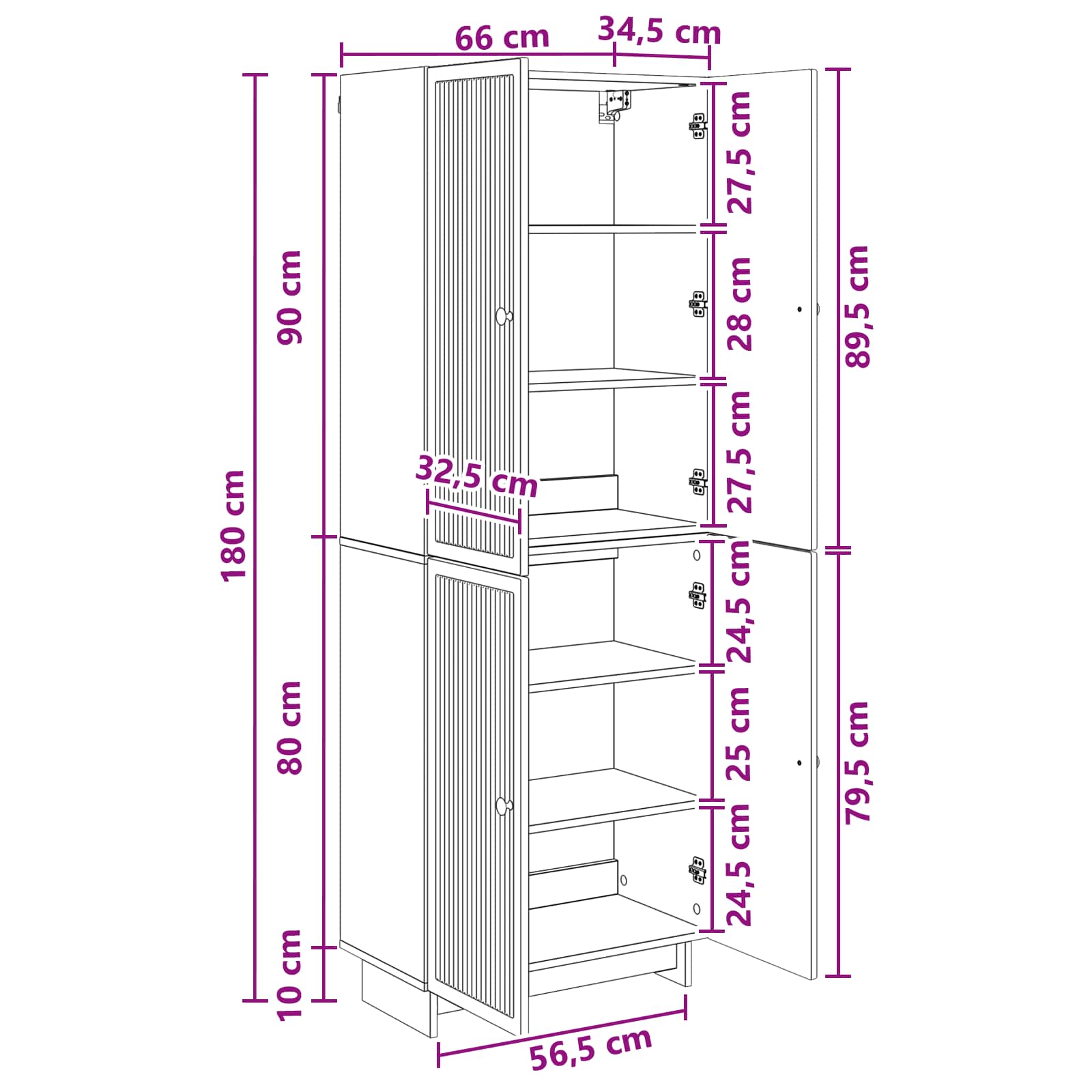 Juego de armarios 2 pcs Blanco Brillante 66 x 34,5 x 90 cm
