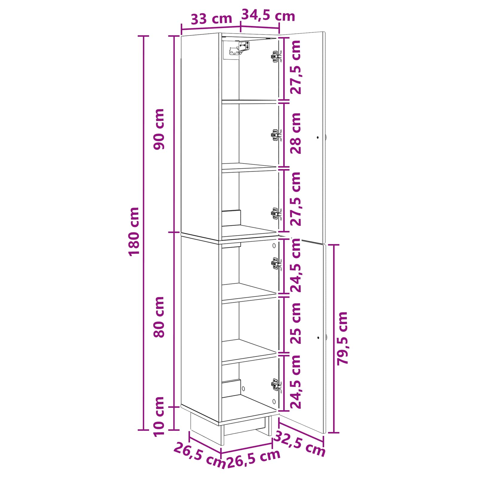 Juego de armarios 2 pcs Blanco Brillante 34,5 x 33 x 90 cm