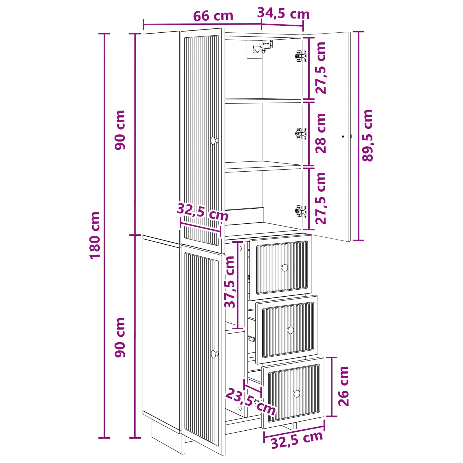 Juego de armarios 2 pcs 66 x 34,5 x 90 cm Madera de ingeniería