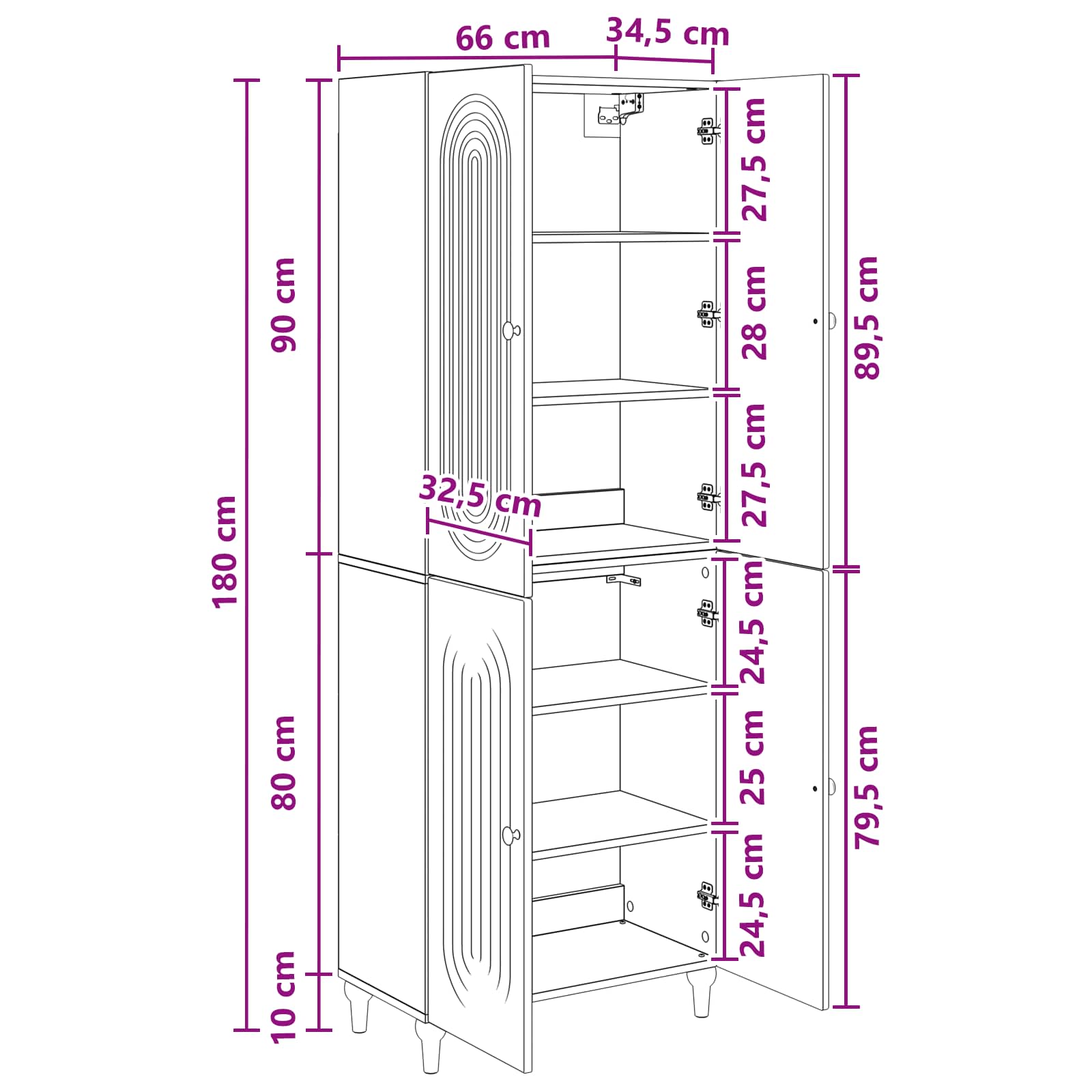 Juego de armarios 2 pcs 66 x 34,5 x 90 cm Madera de ingeniería