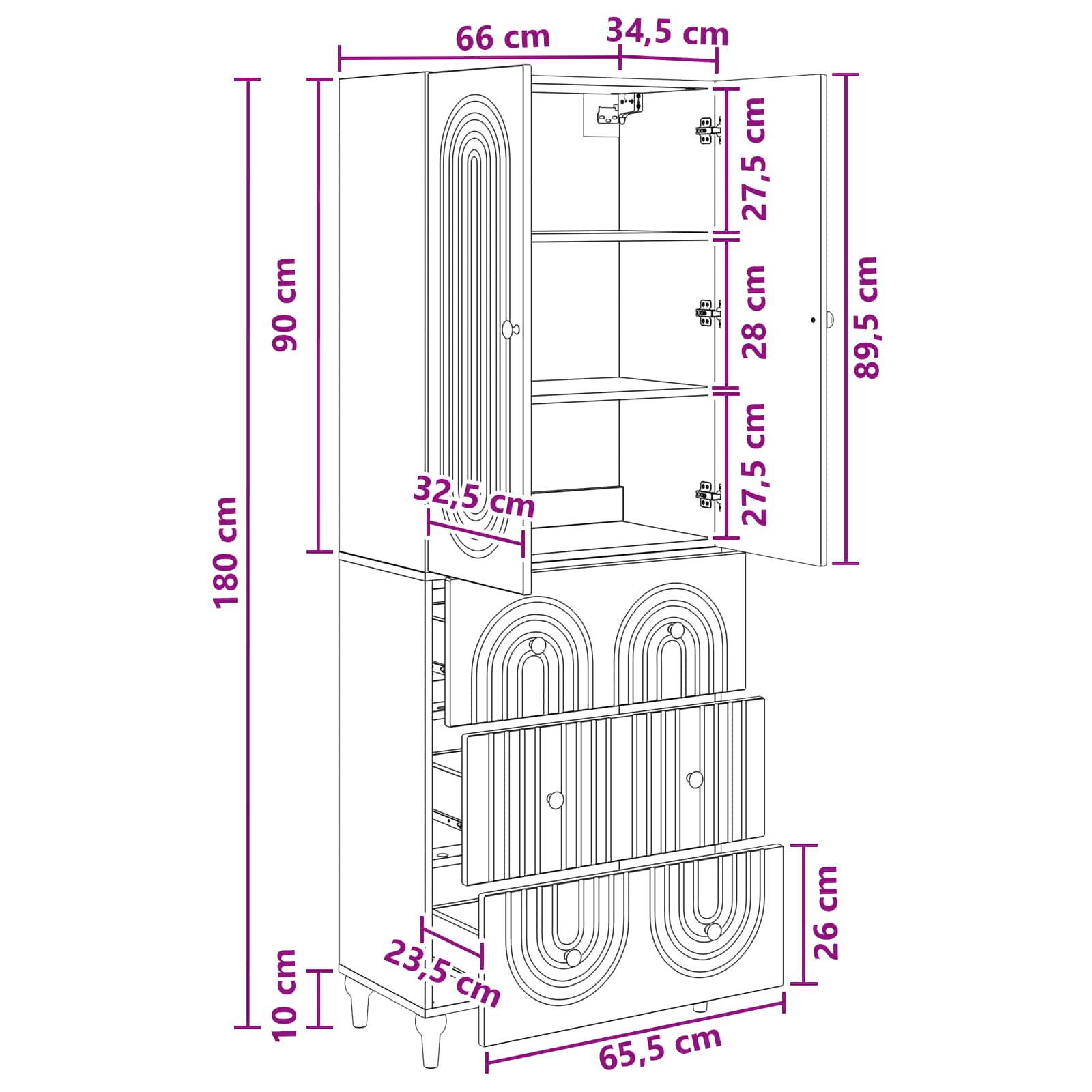 Juego de armarios 2 pcs 66 x 34,5 x 90 cm Madera de ingeniería