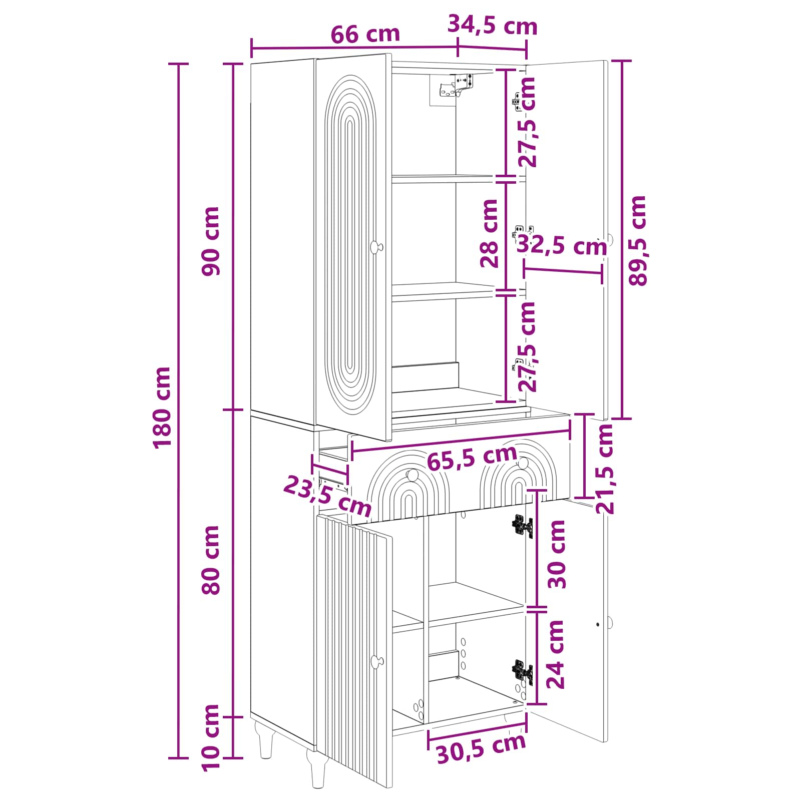Juego de armarios 2 pcs 66 x 34,5 x 90 cm Madera de ingeniería