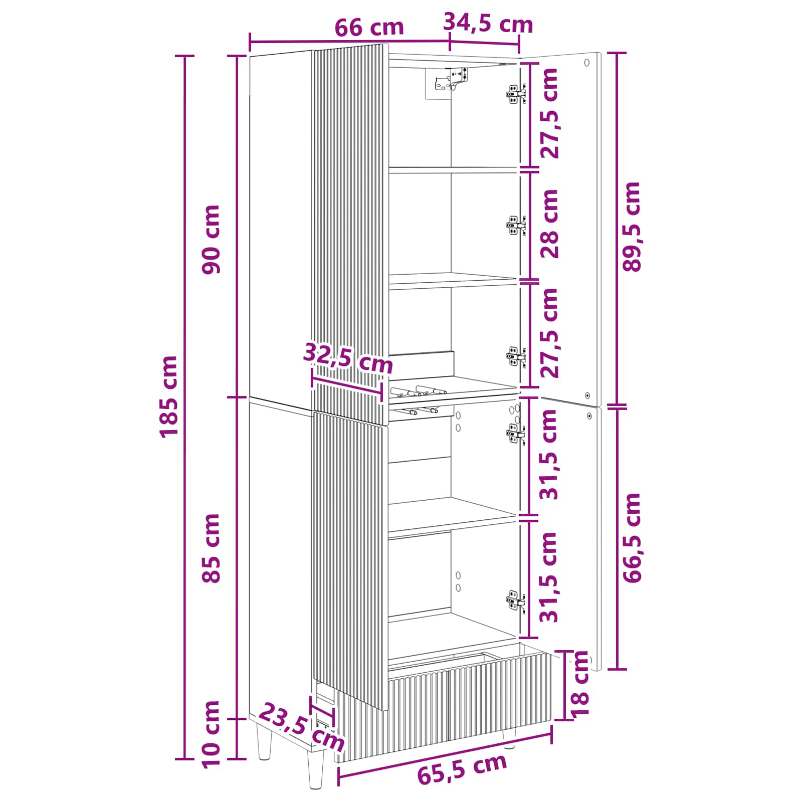 Juego de armarios 2 pcs 66 x 34,5 x 95 cm Madera de ingeniería