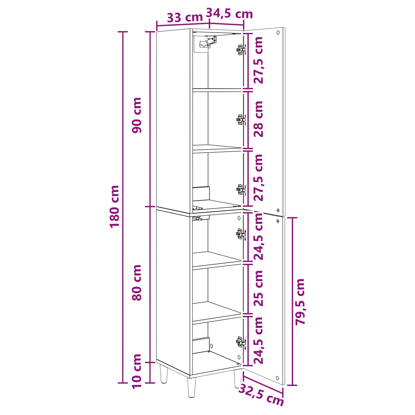 Juego de armarios 2 pcs 33 x 34,5 x 90 cm Madera de ingeniería