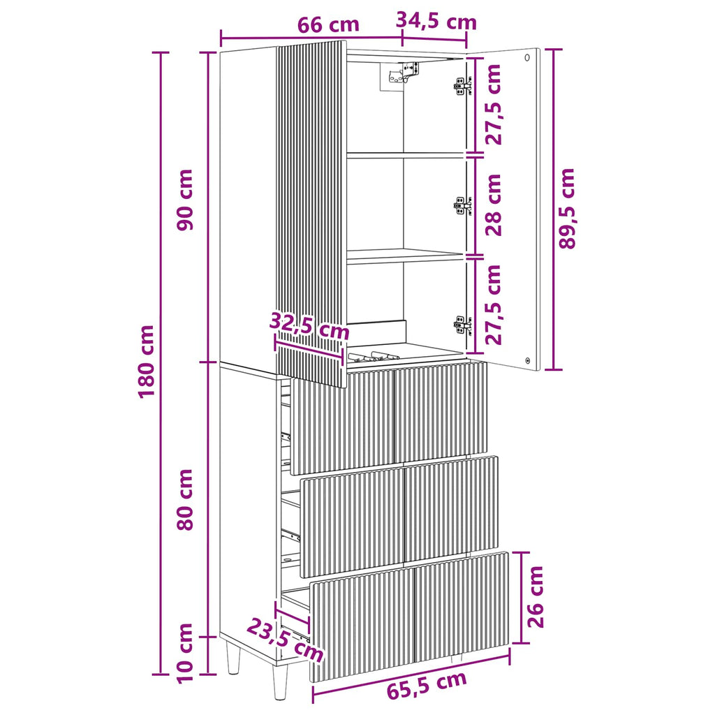 Juego de armarios 2 pcs 66 x 34,5 x 90 cm Madera de ingeniería