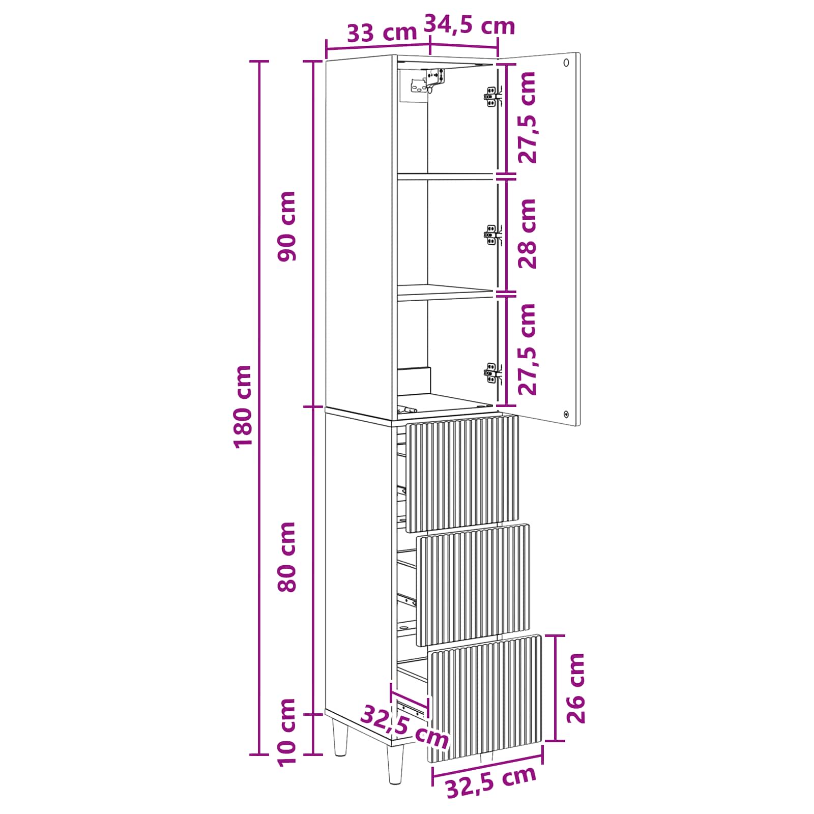 Juego de armarios 2 pcs 33 x 34,5 x 90 cm Madera de ingeniería