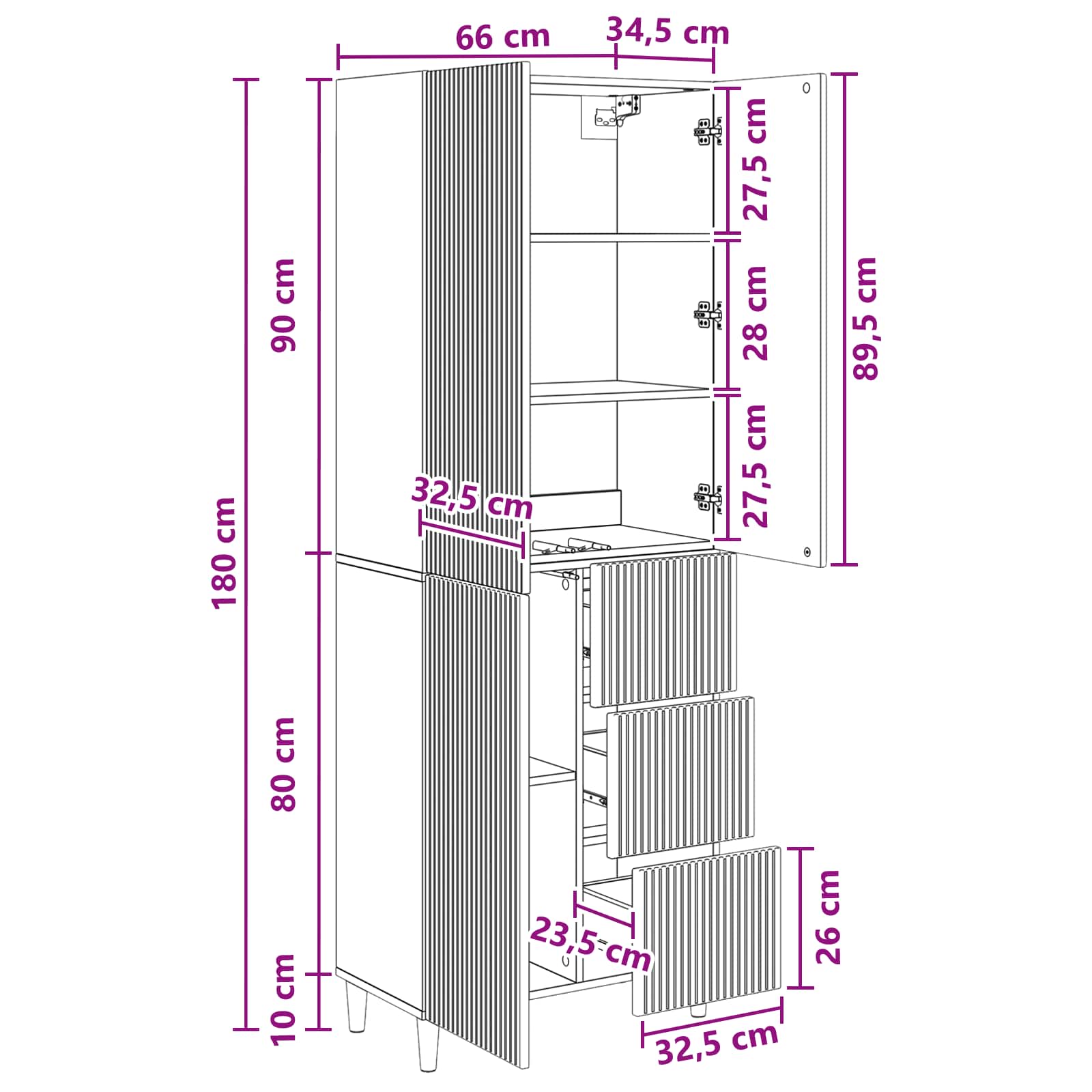 Juego de armarios 2 pcs 66 x 34,5 x 90 cm Madera de ingeniería